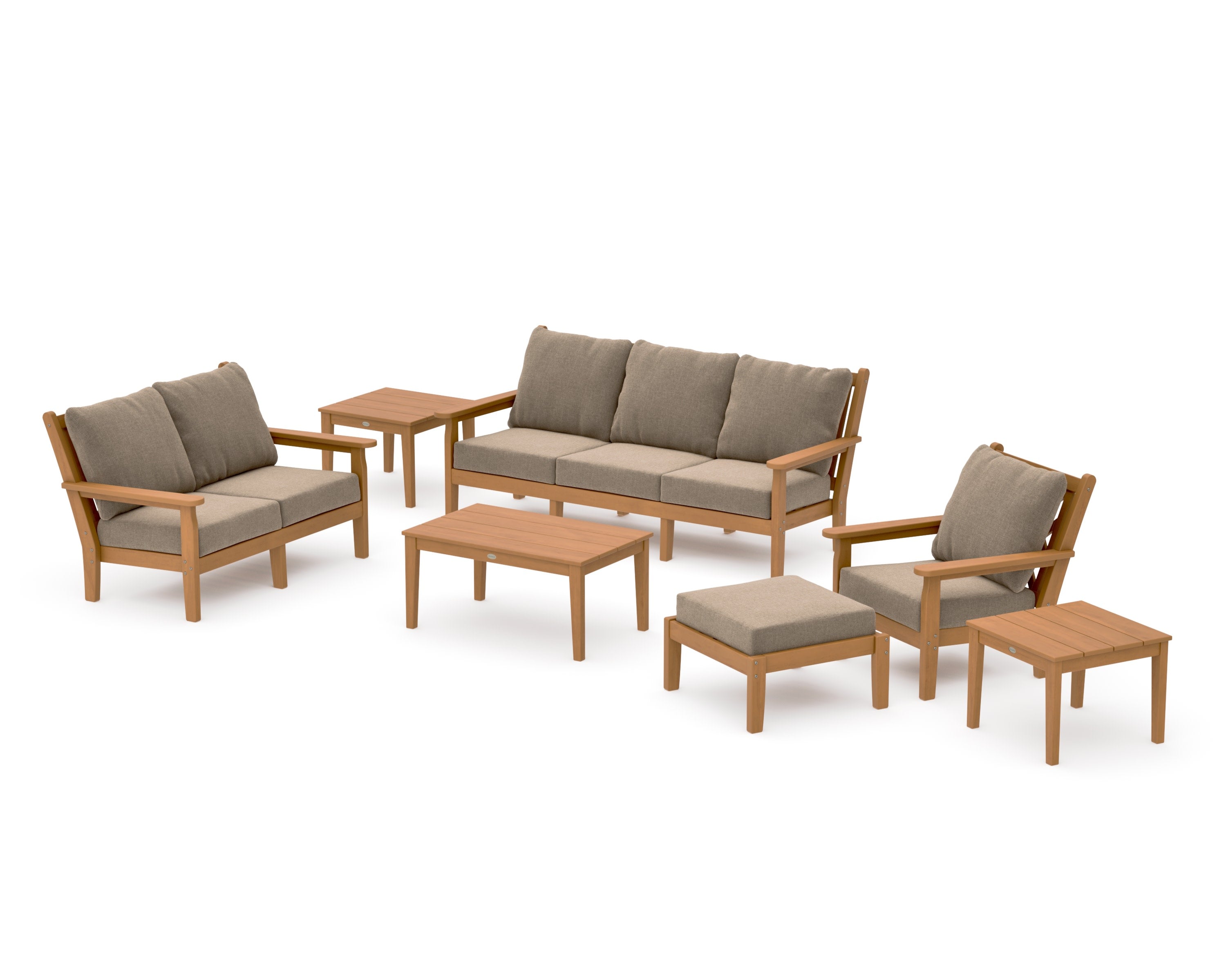 Chippendale 7-Piece Deep Seating Set in Natural / Spiced Burlap