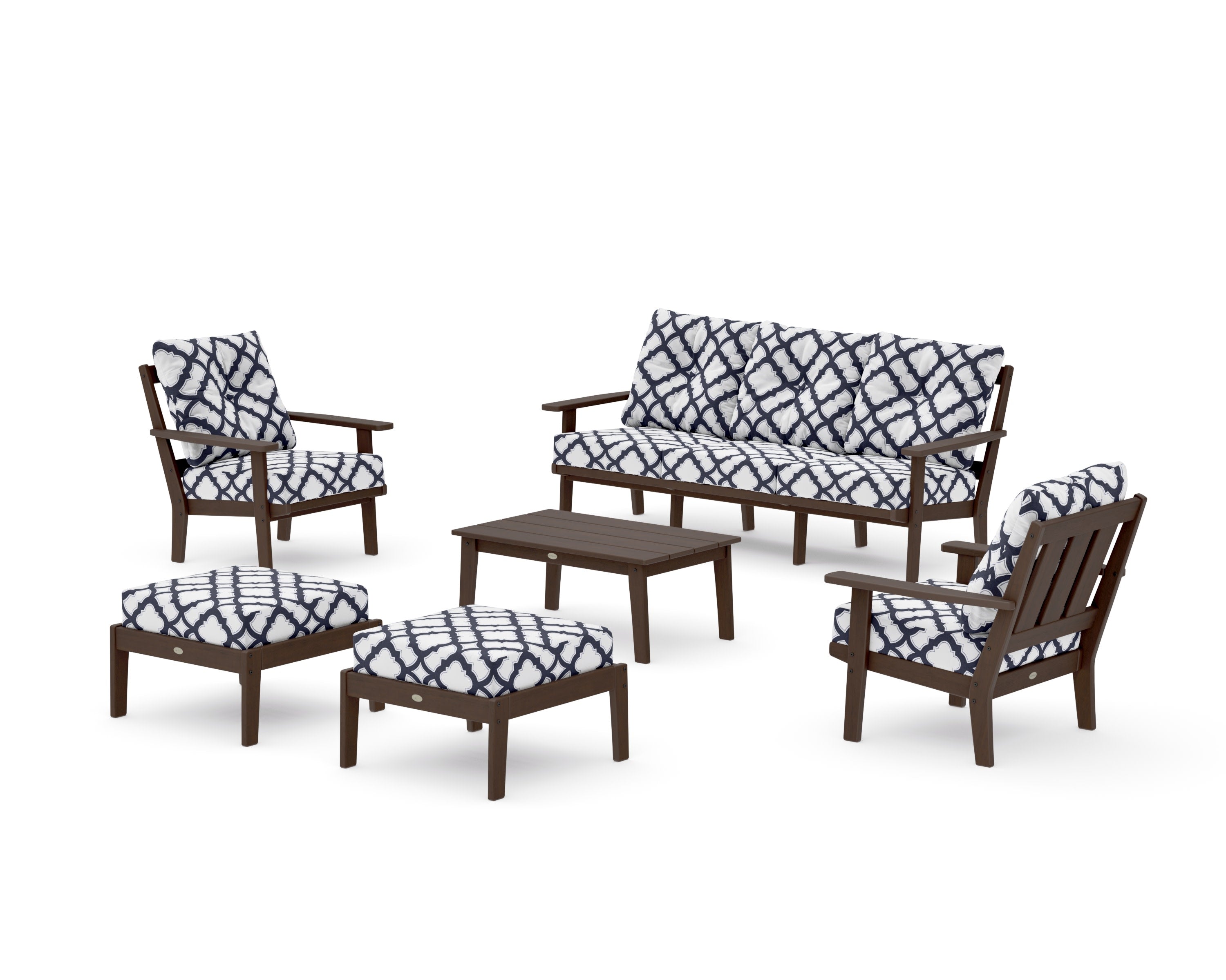 Oxford 6-Piece Lounge Sofa Set in Kona / Trellis Navy