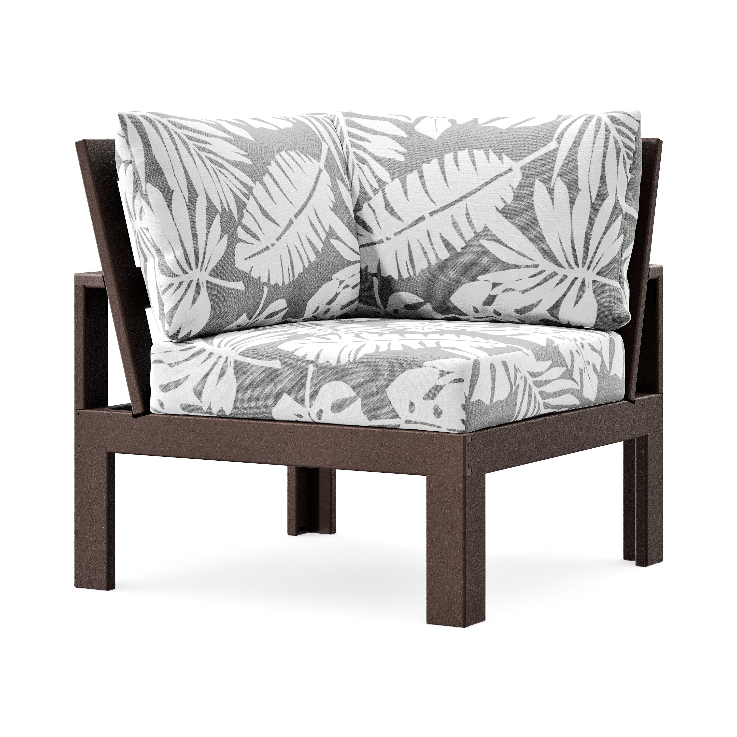 Modular Corner Chair in Mahogany / Leaf Grey Mist