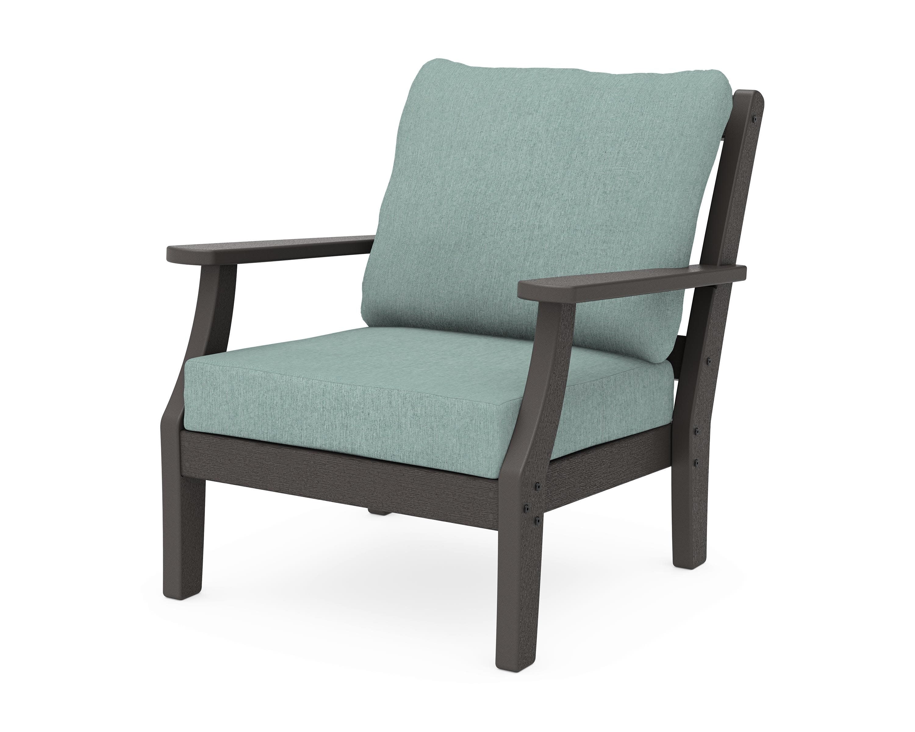 Chinoiserie Deep Seating Chair in Vintage Coffee / Glacier Spa