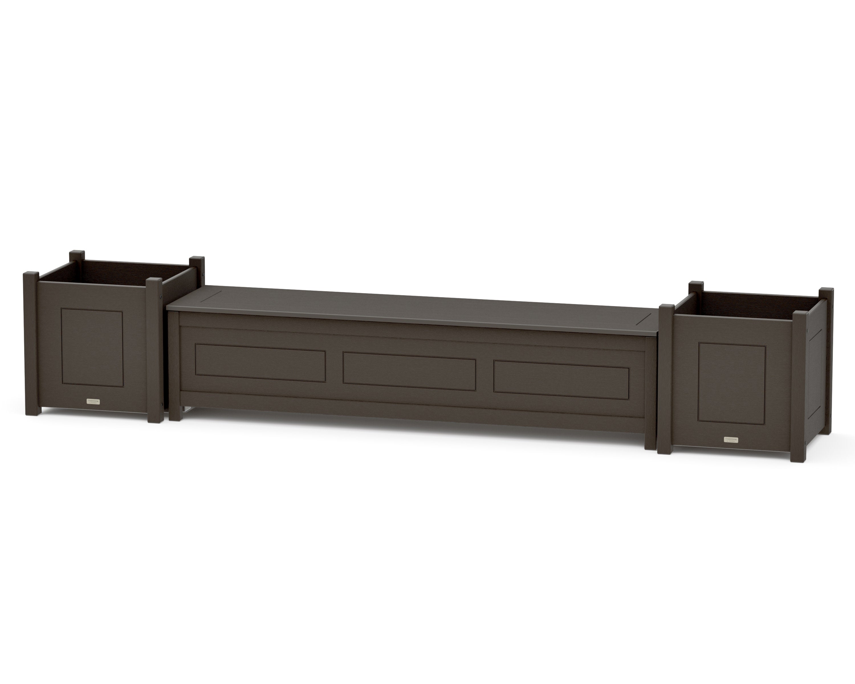 72" Country Living Straight Planter Storage Bench Set- Large in Vintage Coffee