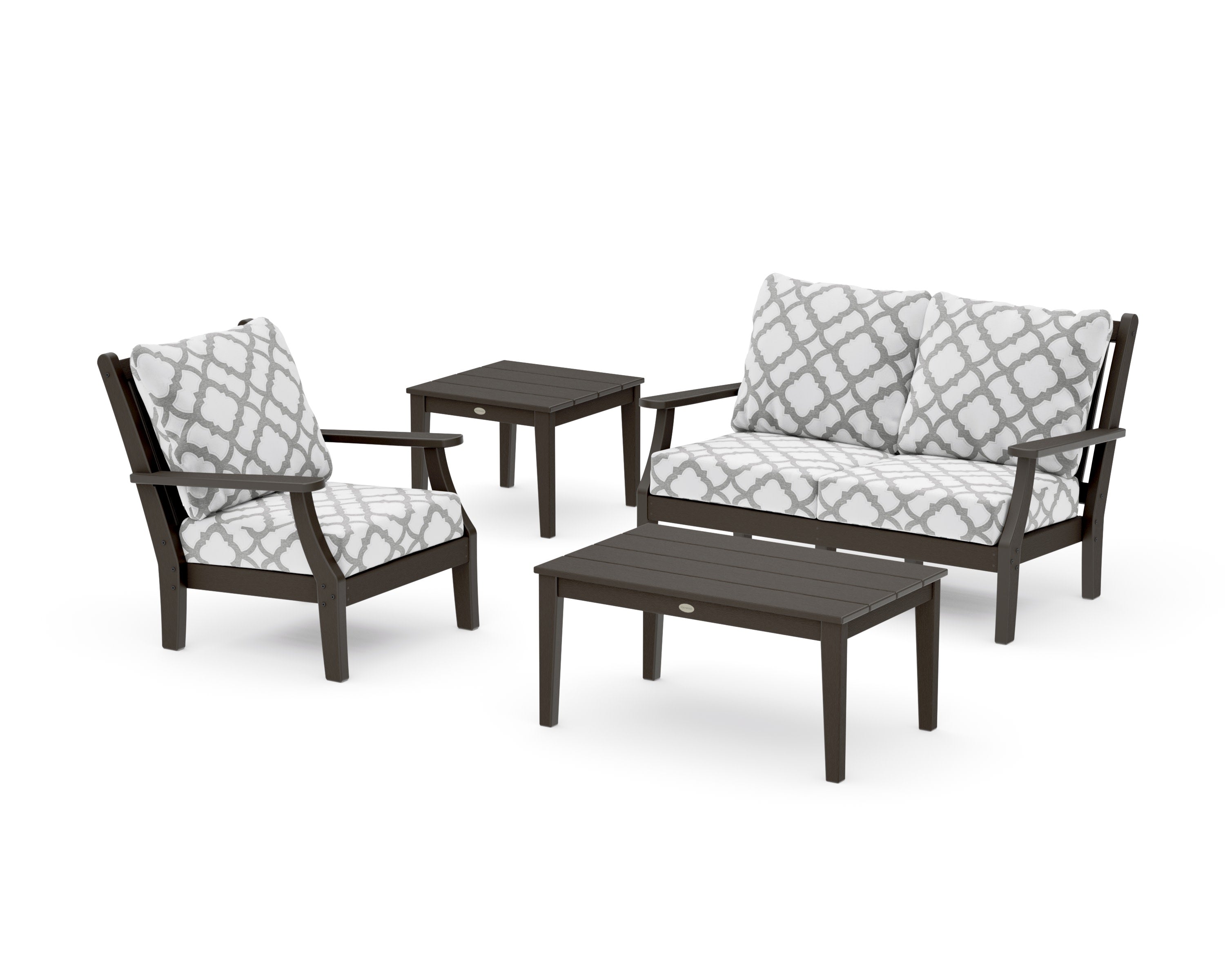 Wovendale 4-Piece Deep Seating Set in Vintage Coffee / Trellis Grey Mist