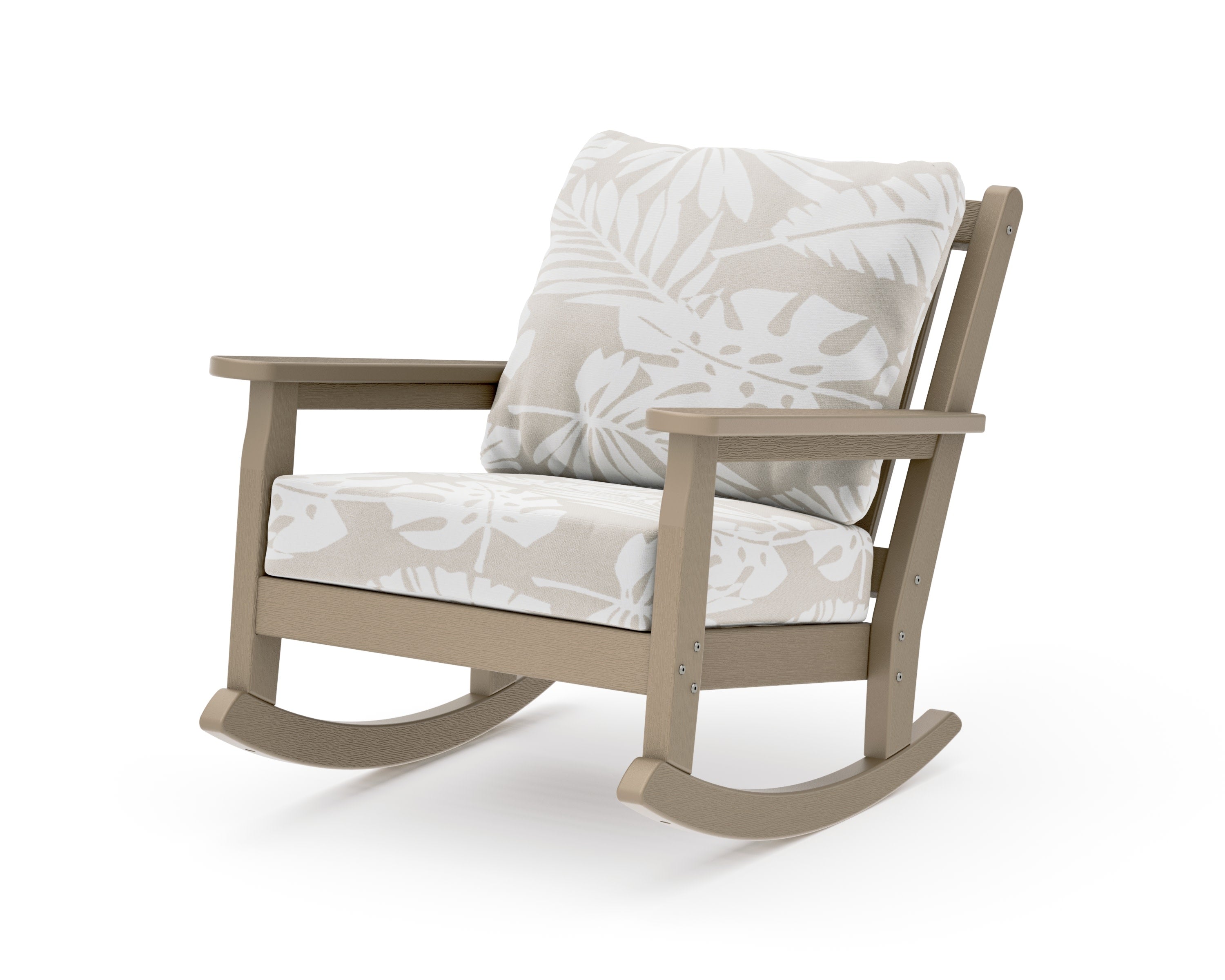 Chippendale Deep Seating Rocking Chair in Vintage Sahara / Leaf Dune Burlap