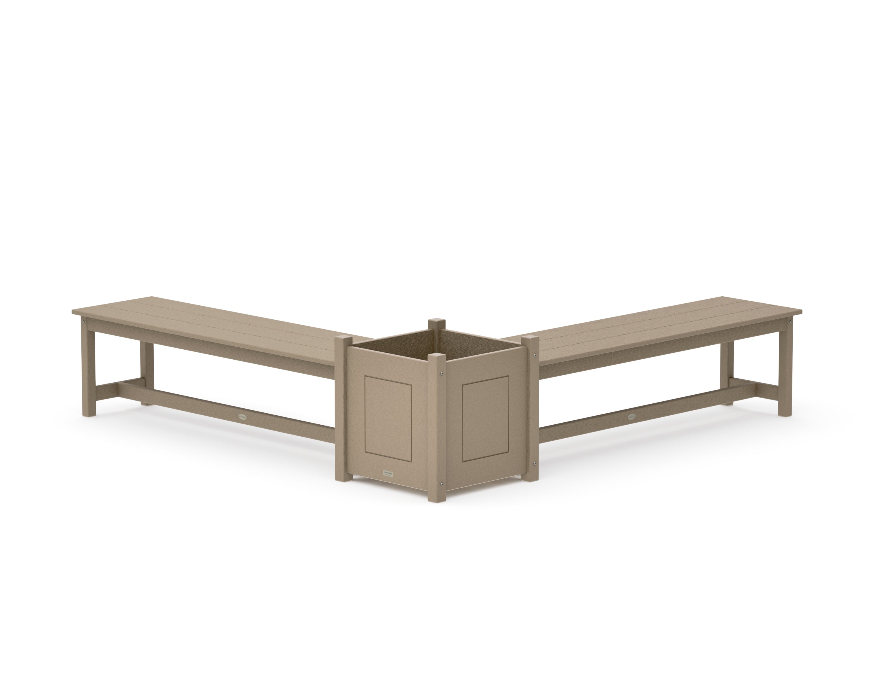 60" Country Living L- Shaped Planter Bench Set- Large in Vintage Sahara