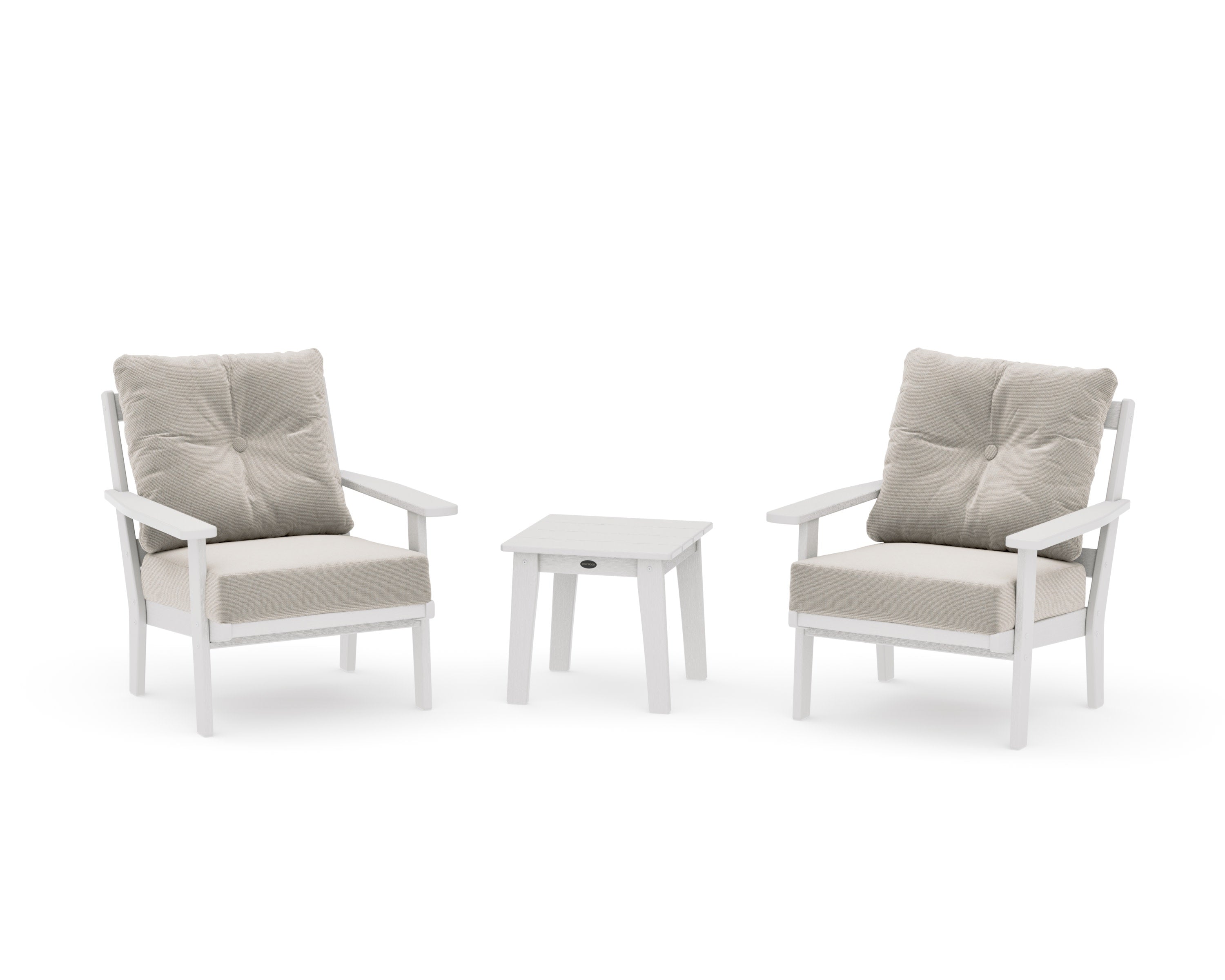 Oxford 3-Piece Deep Seating Set in Vintage White / Dune Burlap
