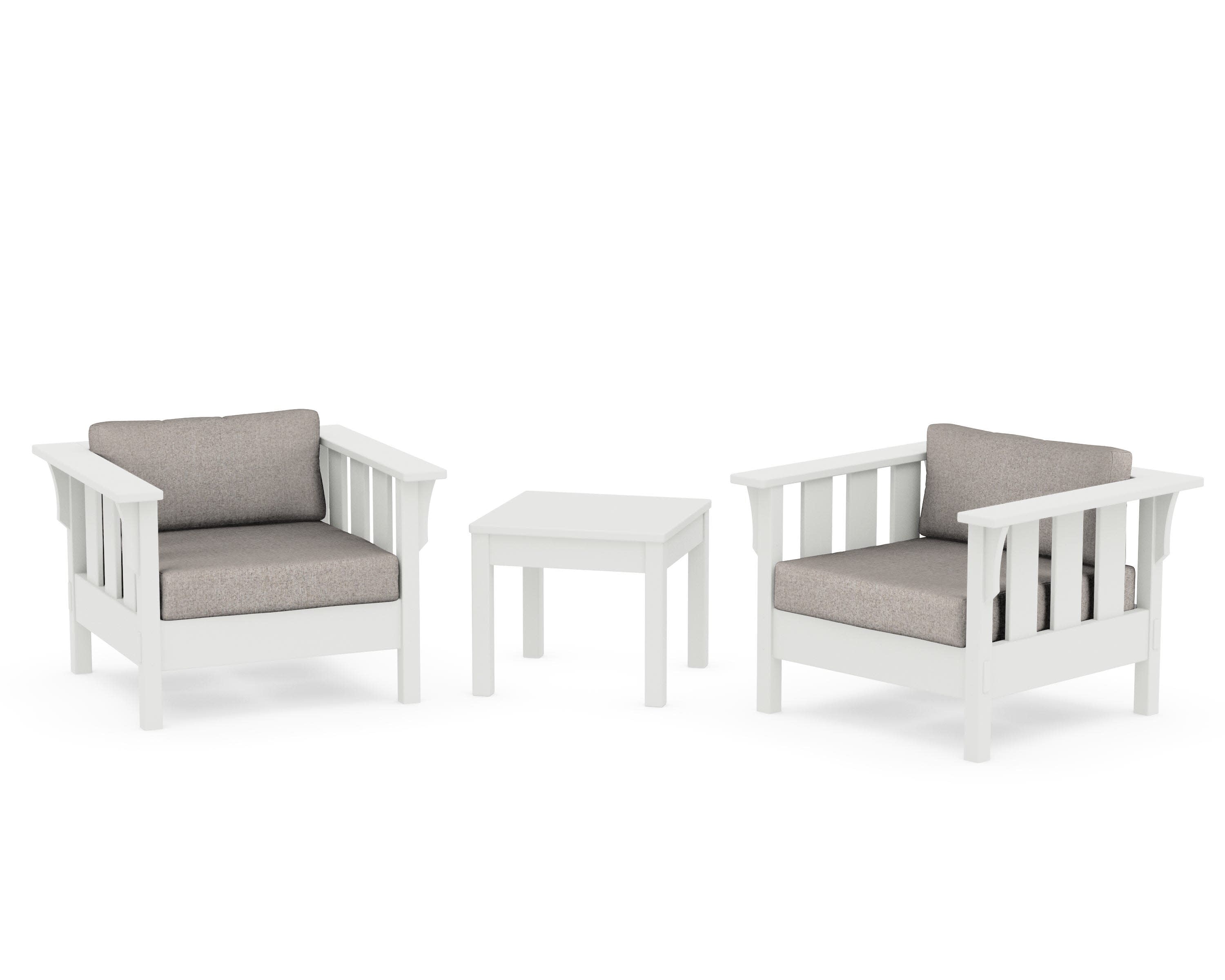 Acadia 3-Piece Deep Seating Set in Vintage White / Weathered Tweed