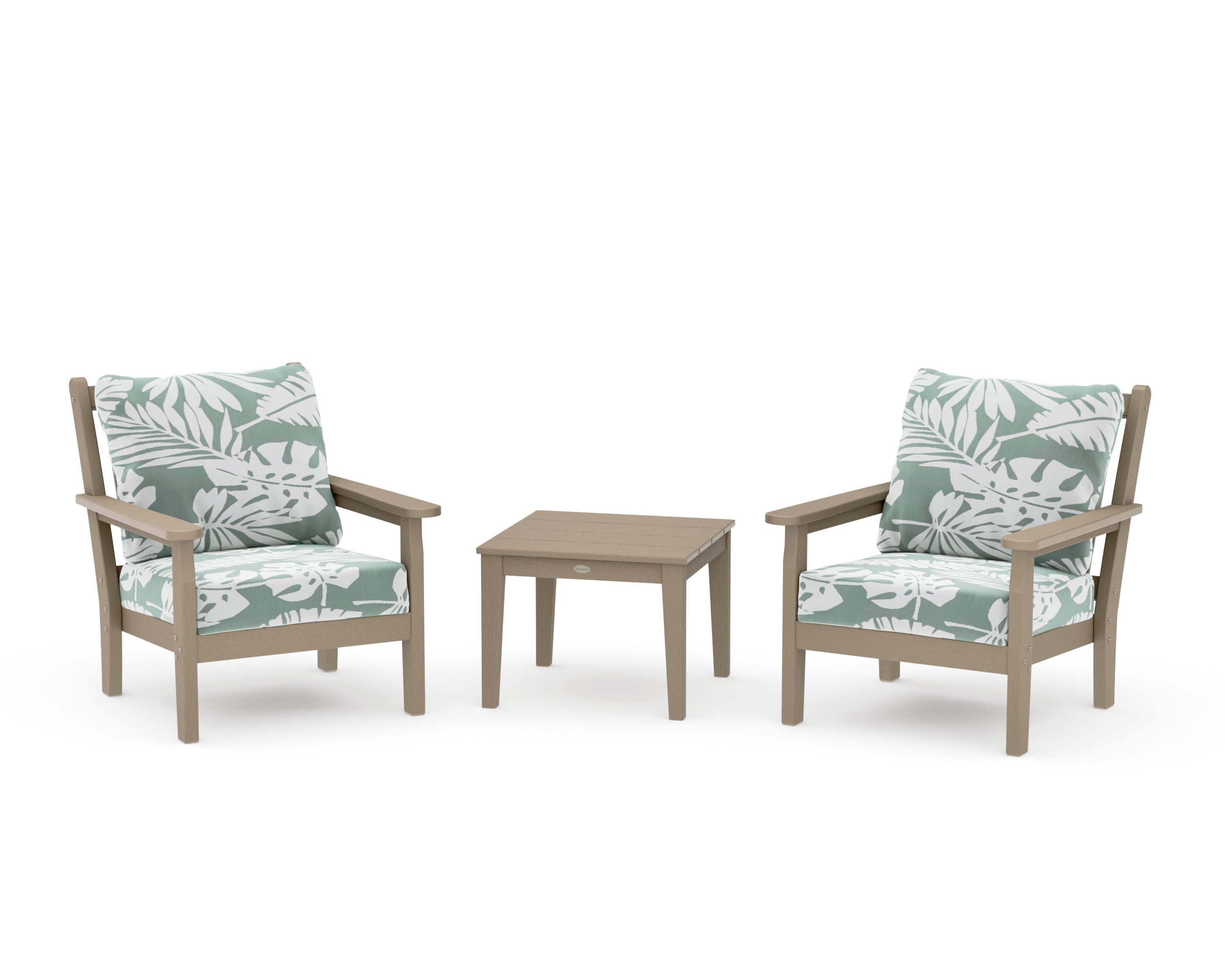 Chippendale 3-Piece Deep Seating Set in Vintage Sahara / Leaf Glacier Spa