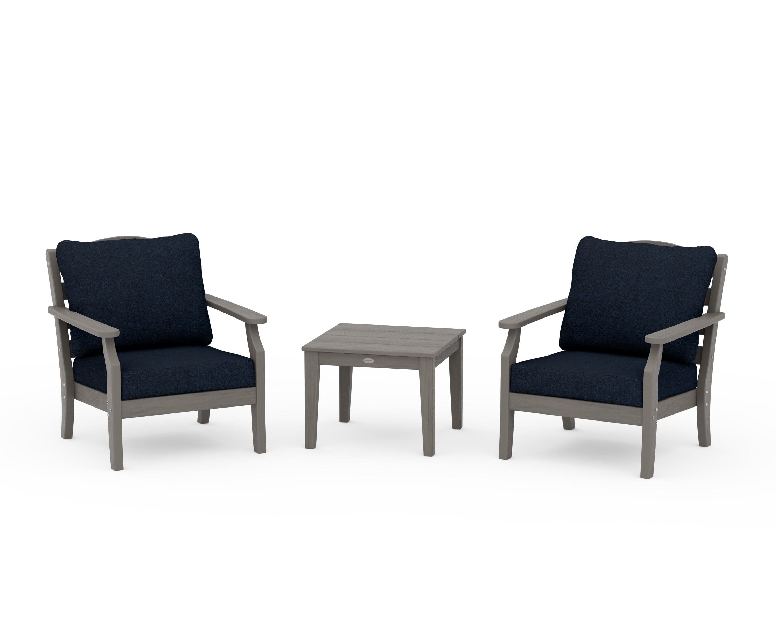Savannah 3-Piece Deep Seating Set in Driftwood / Marine Indigo