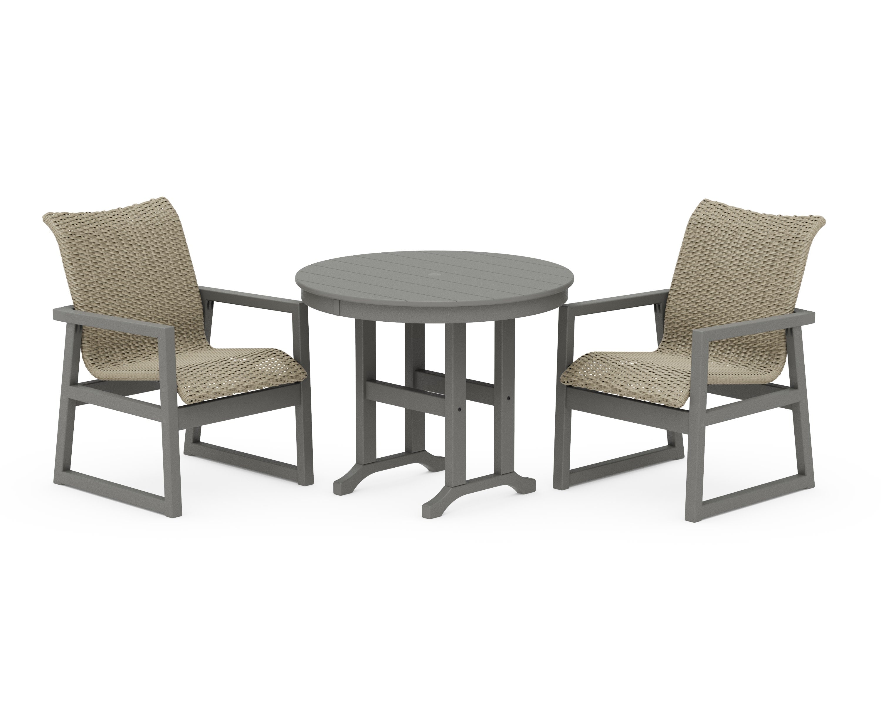 EDGE Woven 3-Piece Farmhouse Dining Set in Slate Grey / Dune Grass