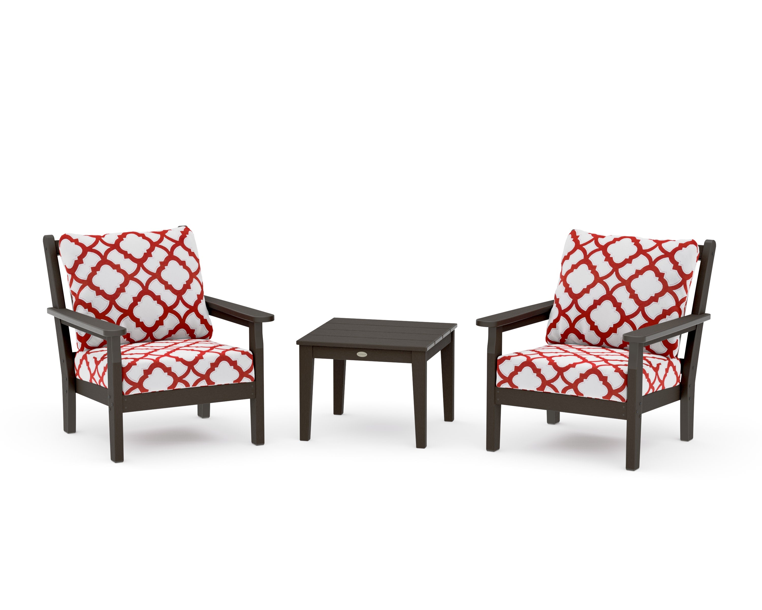 Chippendale 3-Piece Deep Seating Set in Vintage Coffee / Trellis Crimson