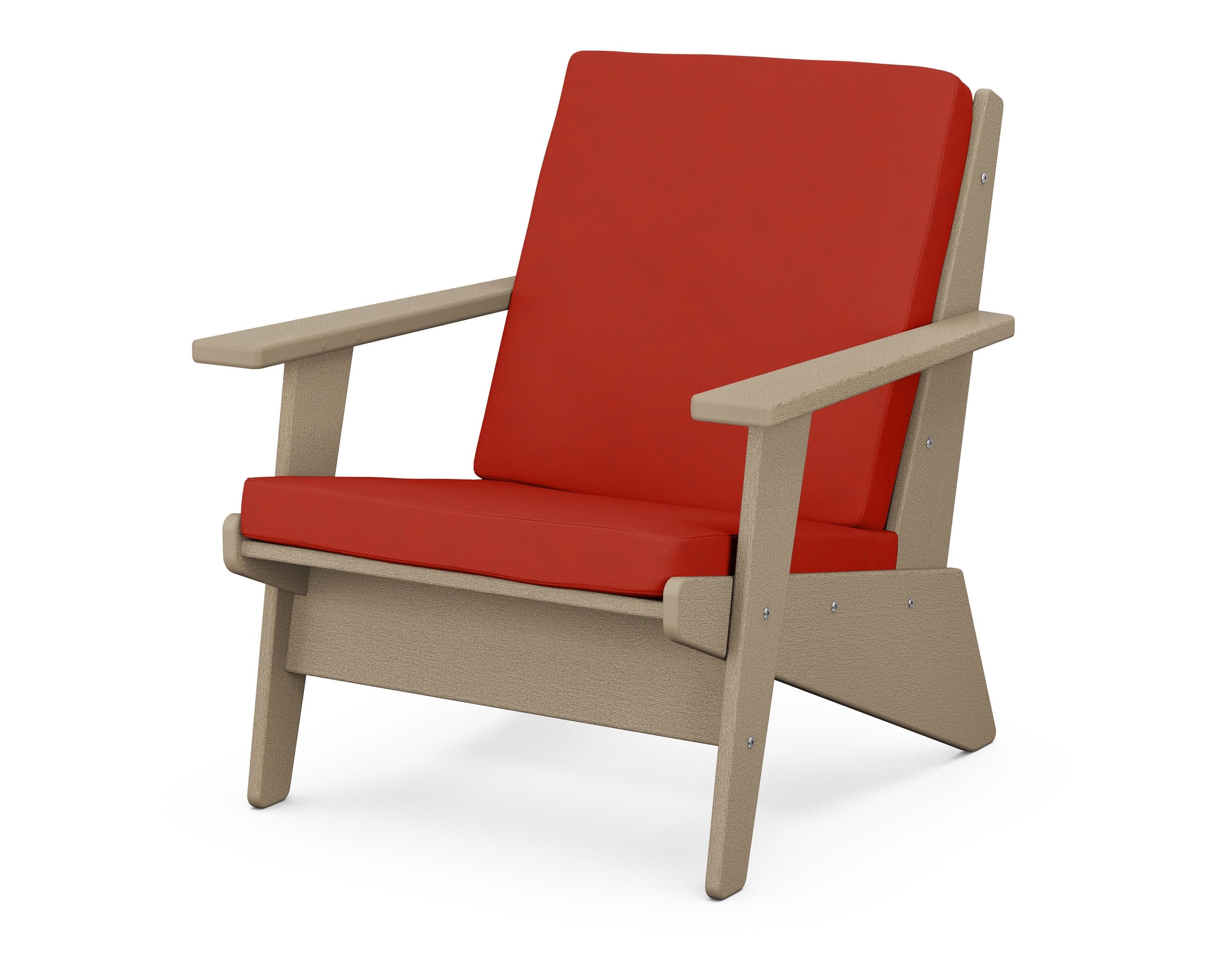 Riviera Modern Lounge Chair in Vintage Sahara / Canvas Jockey Red