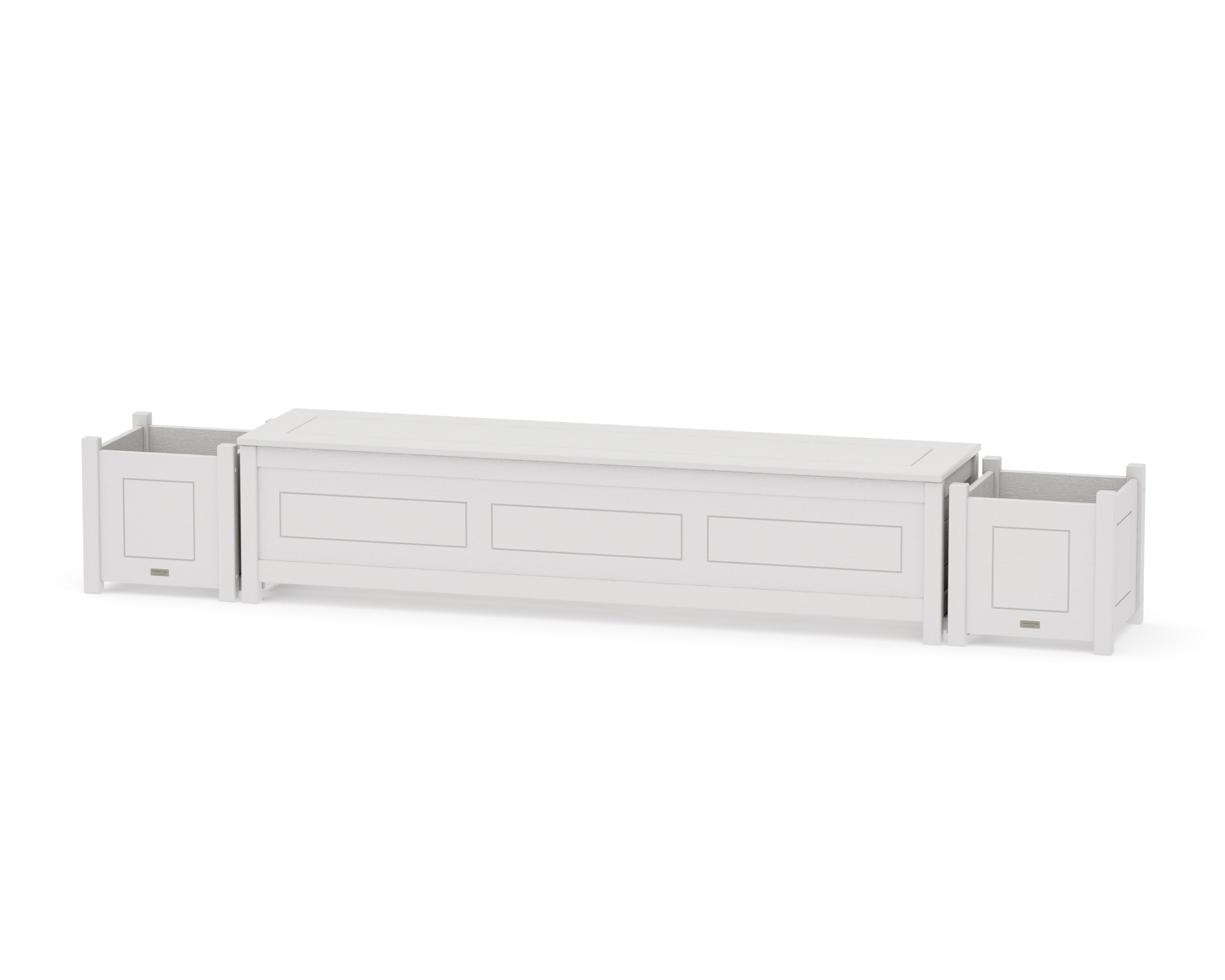 72" Country Living Straight Planter Storage Bench Set in Vintage White