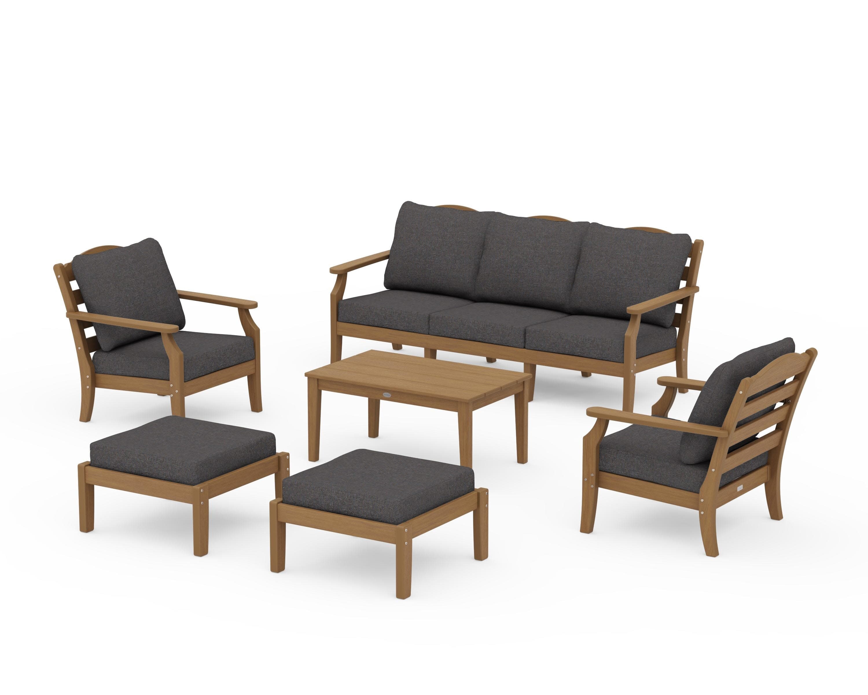 Savannah 6-Piece Lounge Sofa Set in Natural / Ash Charcoal