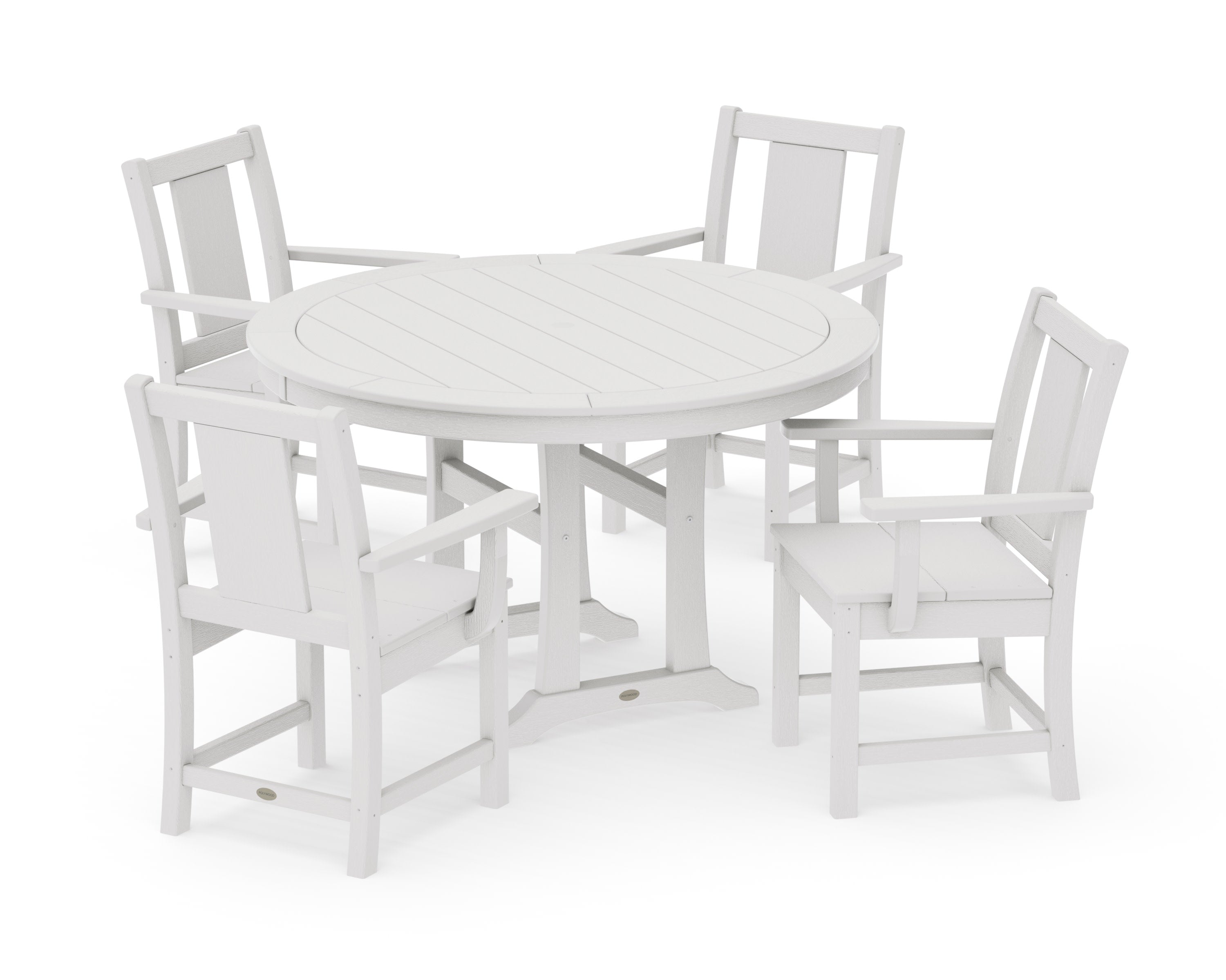 Prairie 5-Piece Round Dining Set with Trestle Legs in Vintage White
