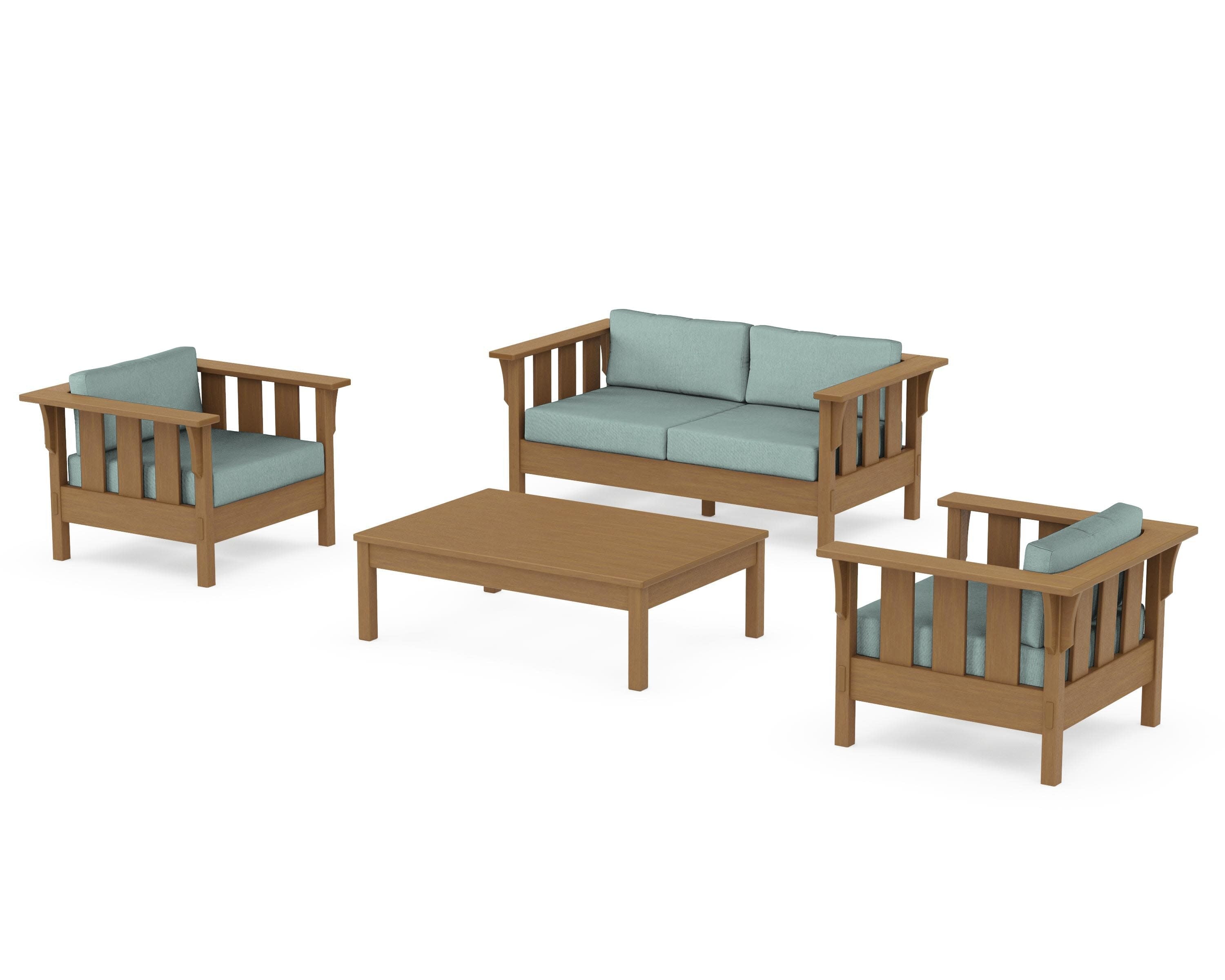 Acadia 4-Piece Deep Seating Set with Loveseat in Natural / Glacier Spa
