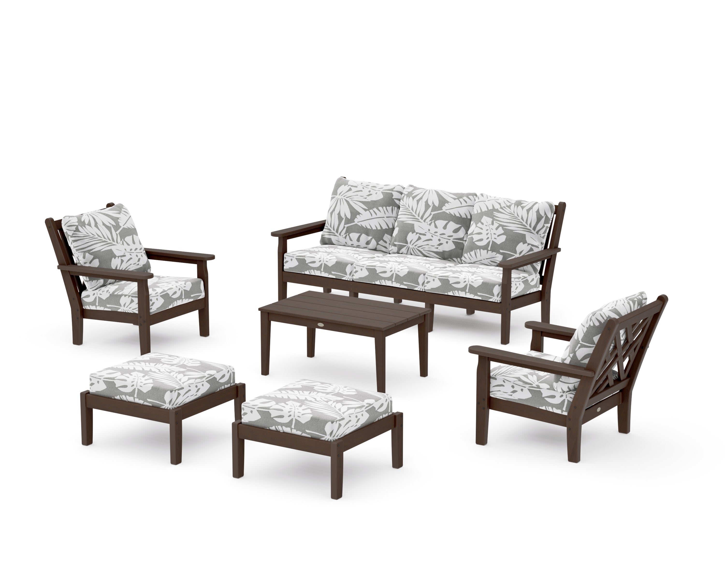 Chippendale 6-Piece Lounge Sofa Set in Kona / Leaf Grey Mist