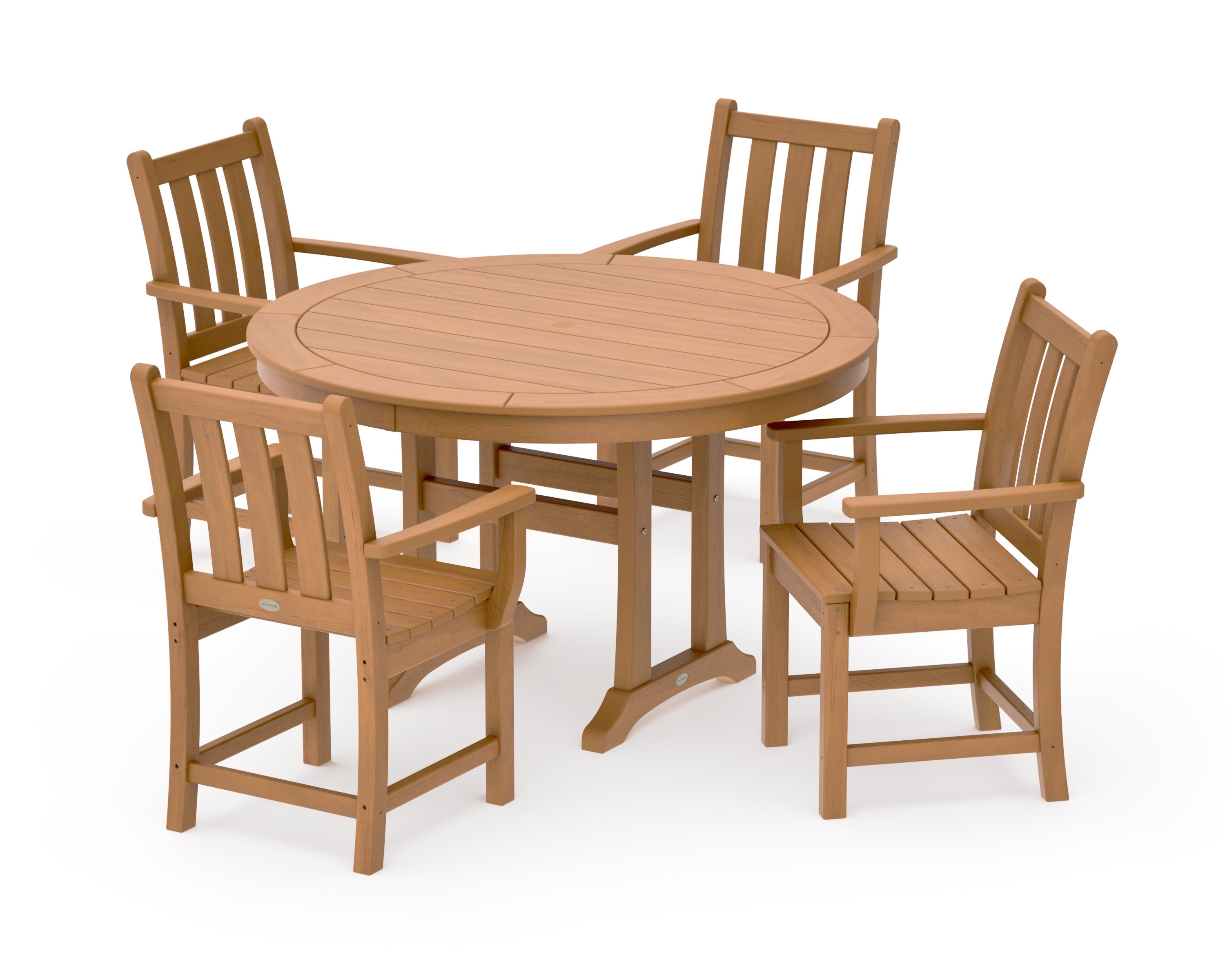 Traditional Garden 5-Piece Round Dining Set with Trestle Legs in Natural