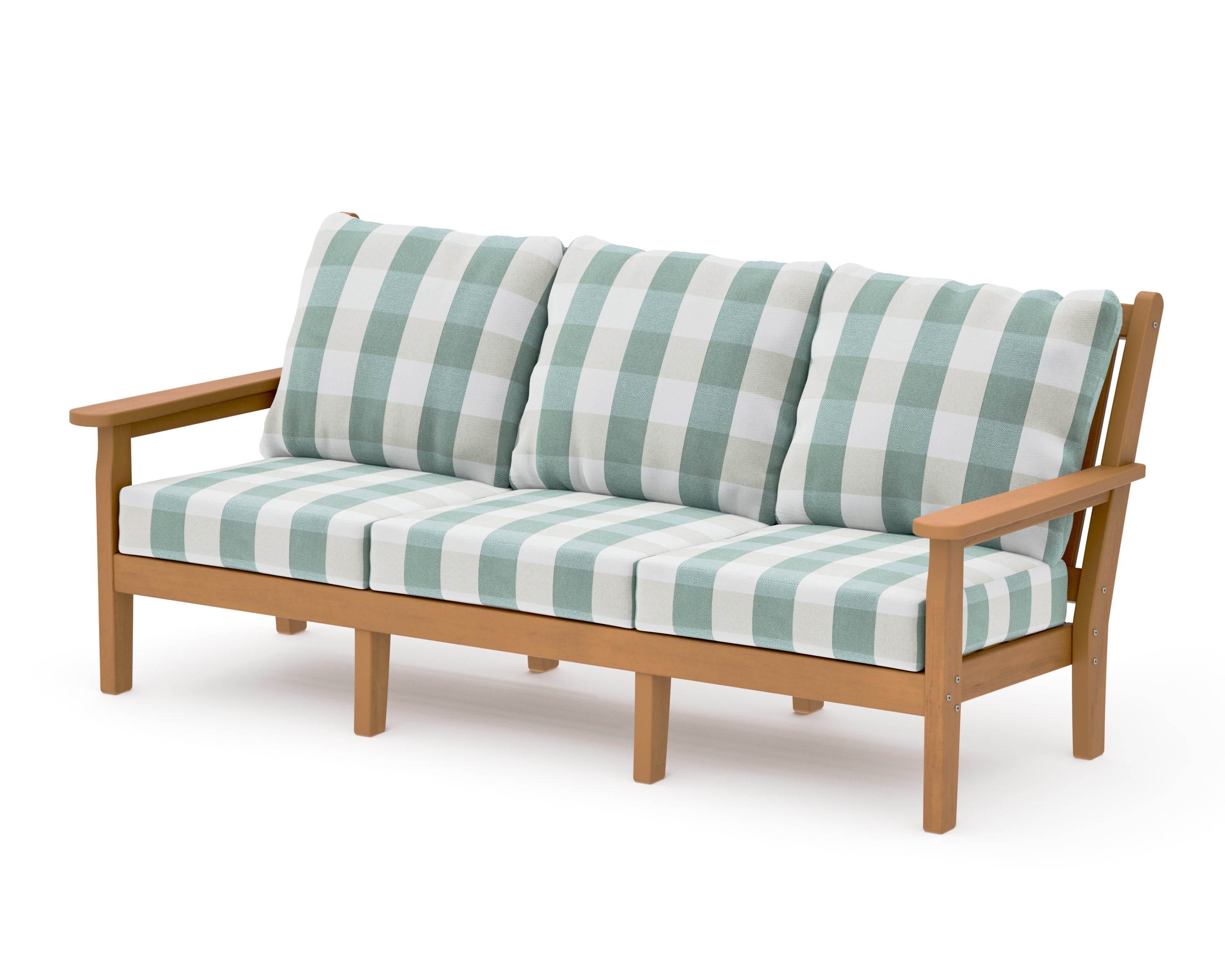 Chippendale Deep Seating Sofa in Natural / Buffalo Plaid Glacier Spa
