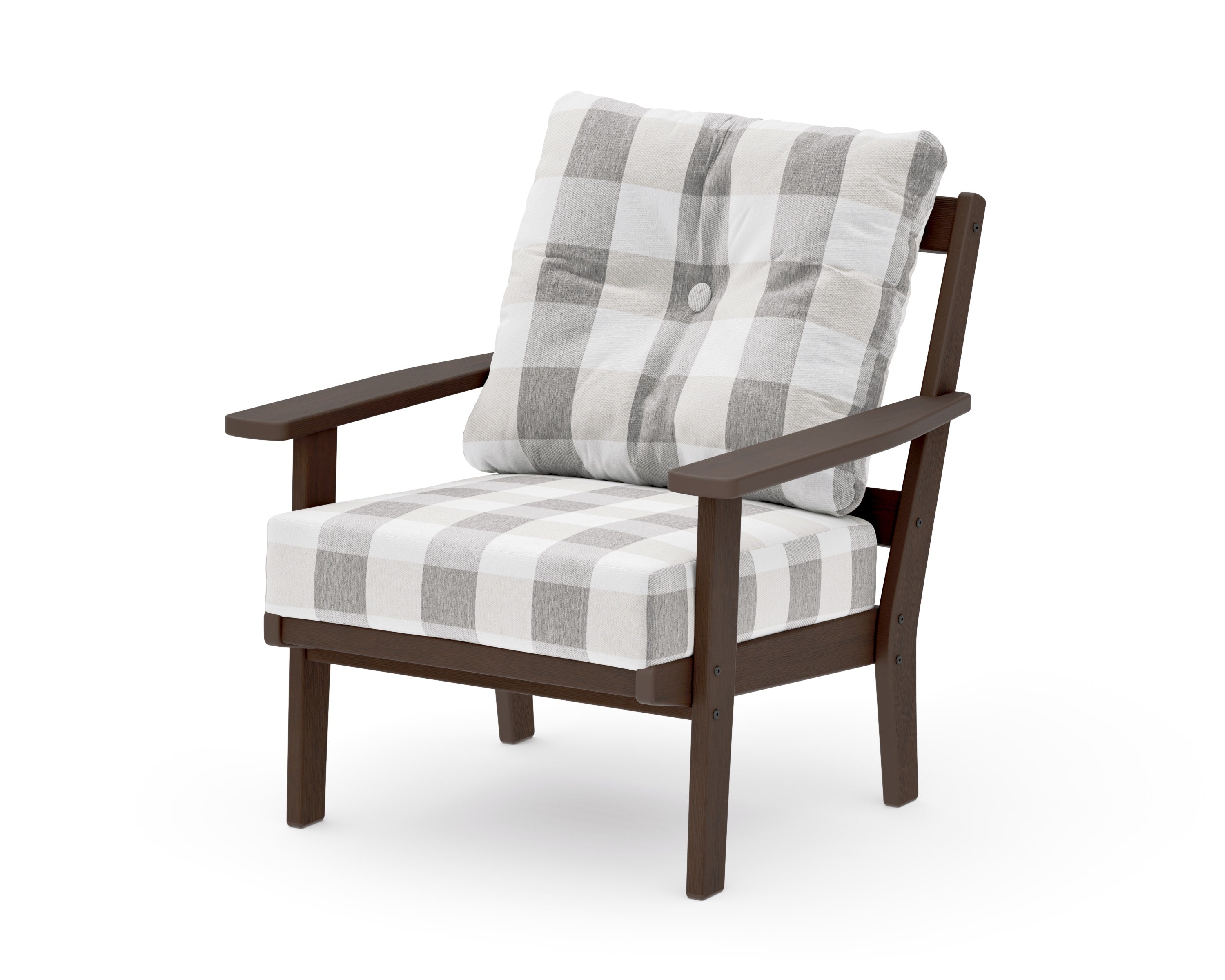 Oxford Deep Seating Chair in Kona / Buffalo Plaid Grey Mist