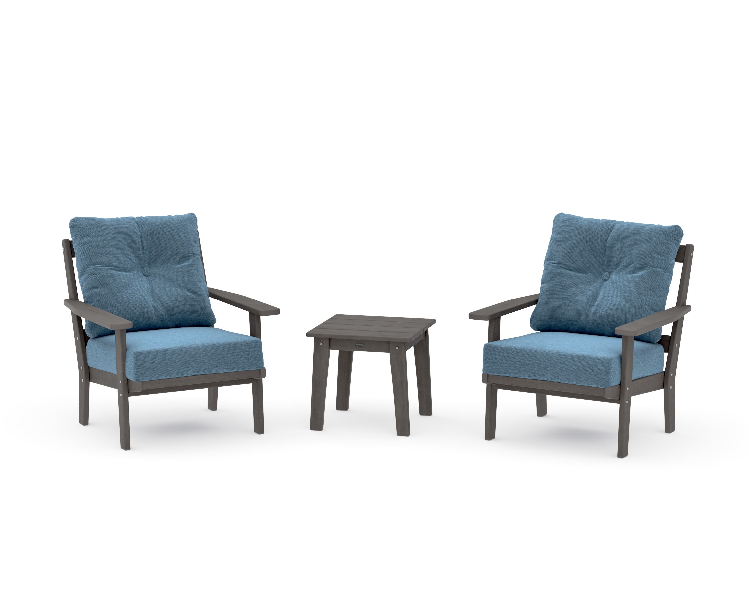 Oxford 3-Piece Deep Seating Set in Driftwood / Sky Blue