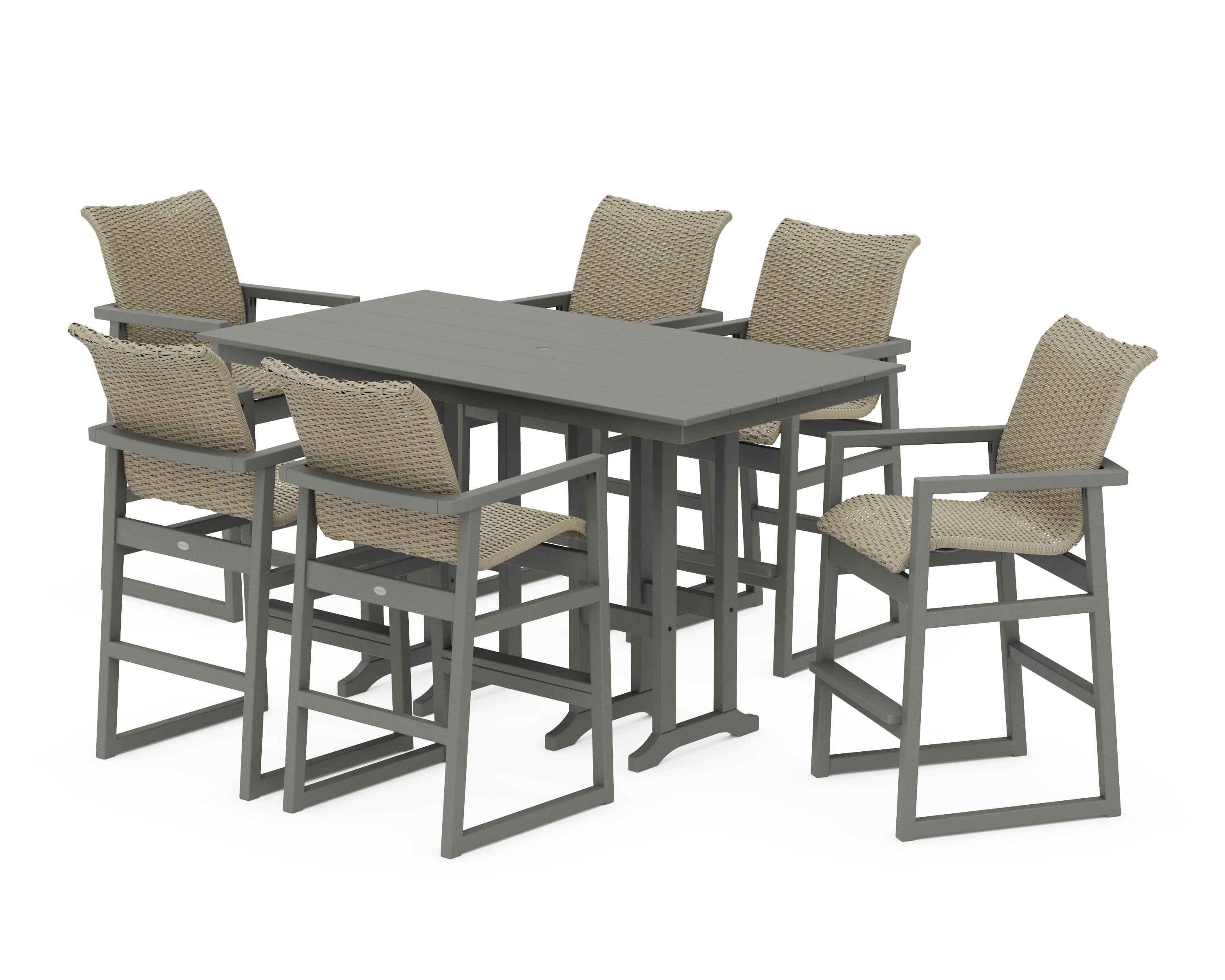 EDGE Woven Arm Chair 7-Piece Farmhouse Bar Set