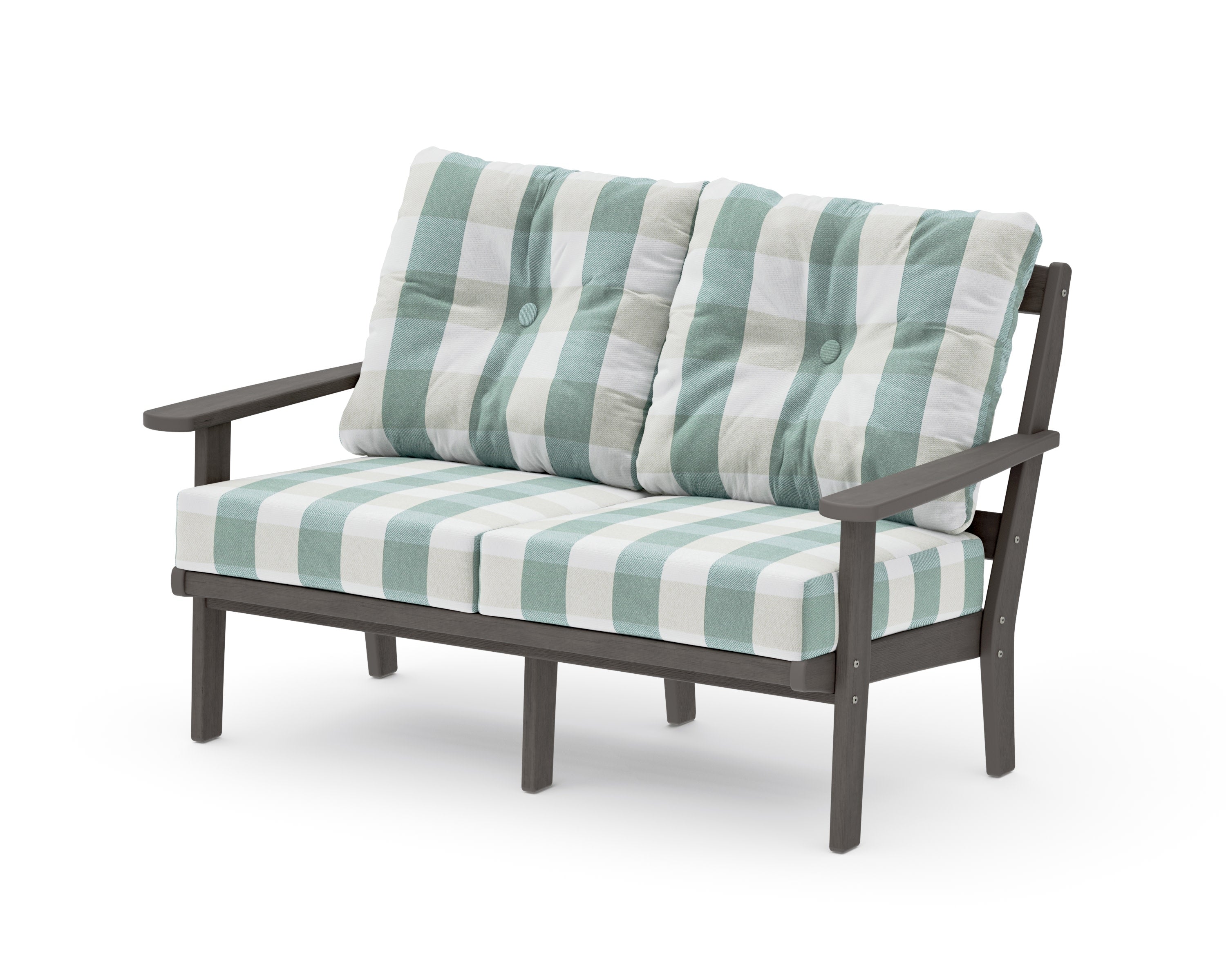 Mission Deep SeatingLoveseat in Driftwood / Buffalo Plaid Glacier Spa