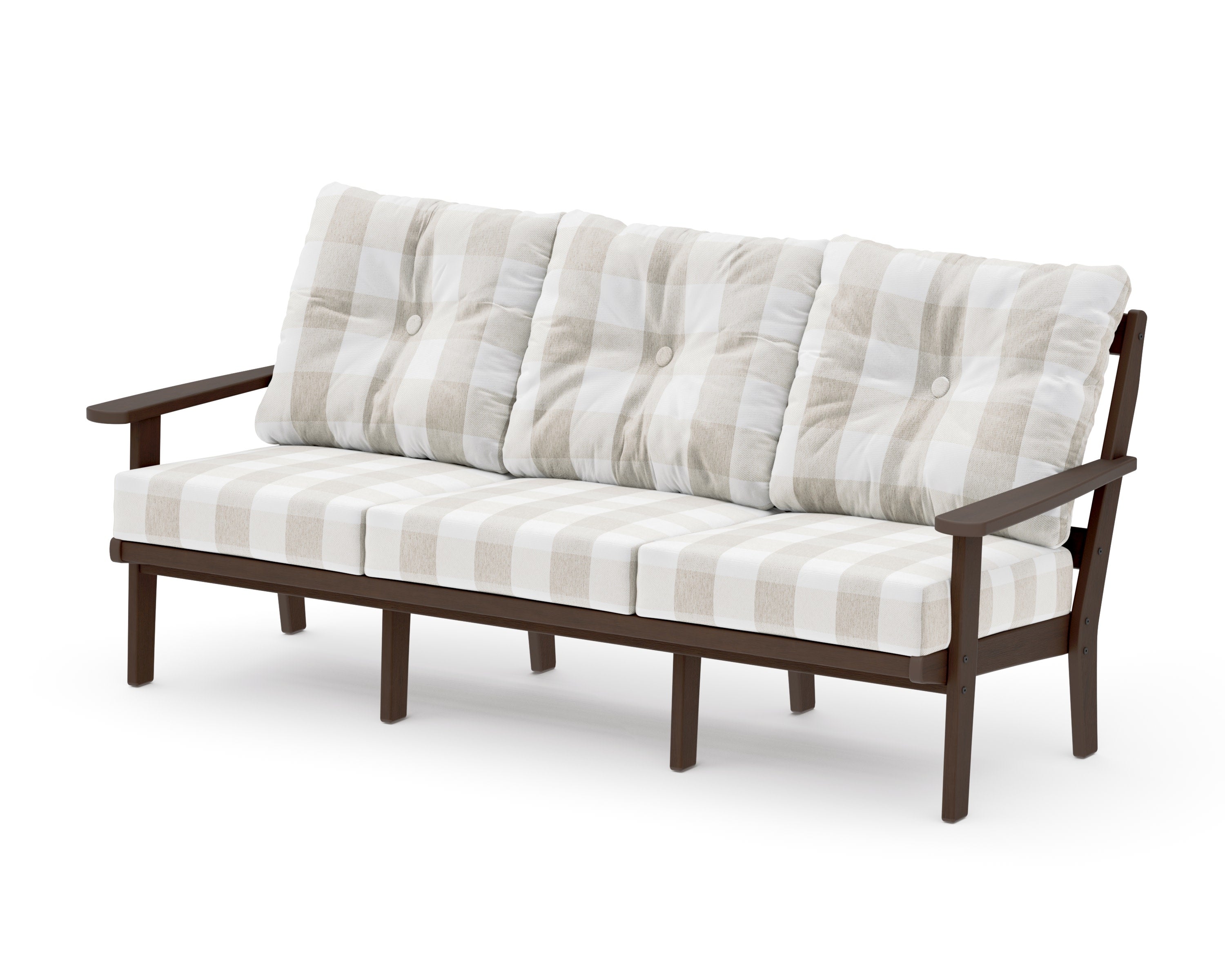 Mission Deep Seating Sofa in Kona / Buffalo Plaid Dune Burlap