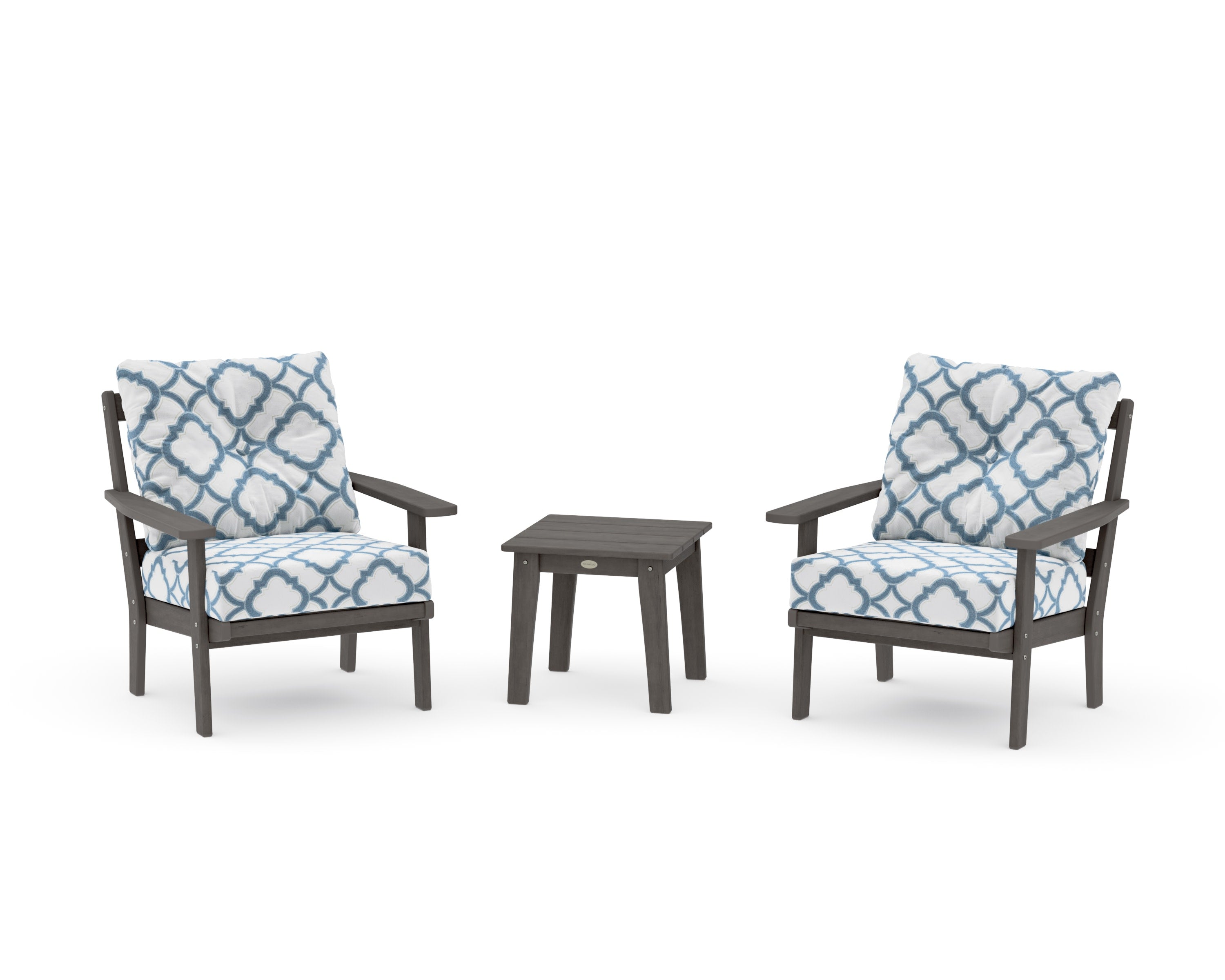 Prairie 3-Piece Deep Seating Set in Driftwood / Trellis Sky Blue