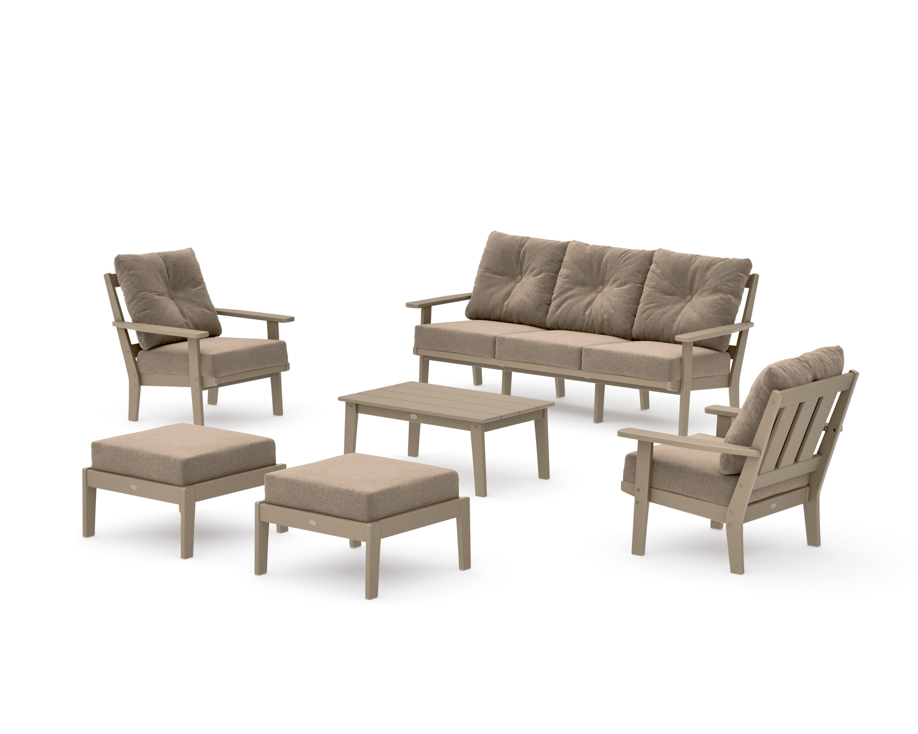 Oxford 6-Piece Lounge Sofa Set in Vintage Sahara / Spiced Burlap