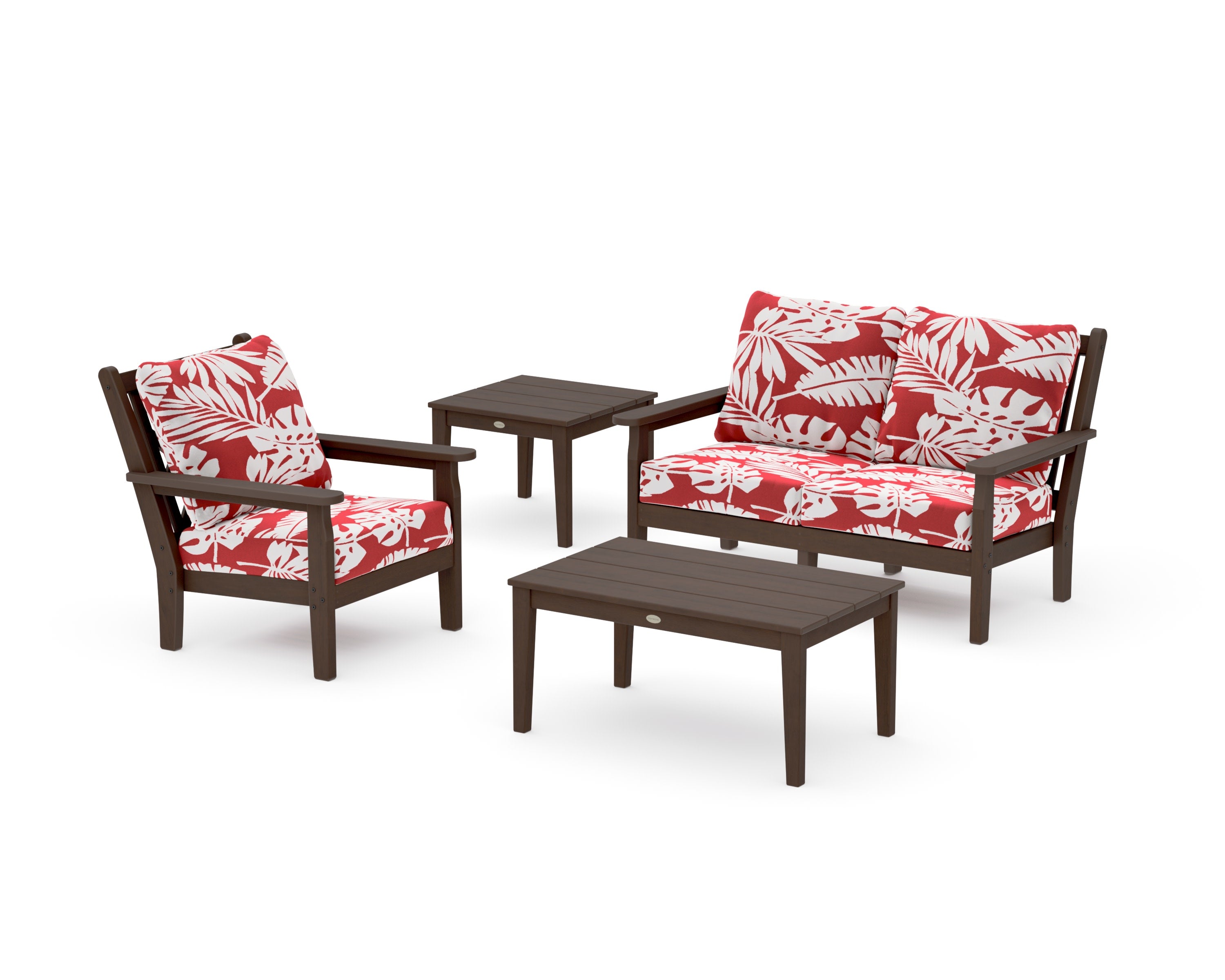 Chippendale 4-Piece Deep Seating Set in Kona / Leaf Crimson
