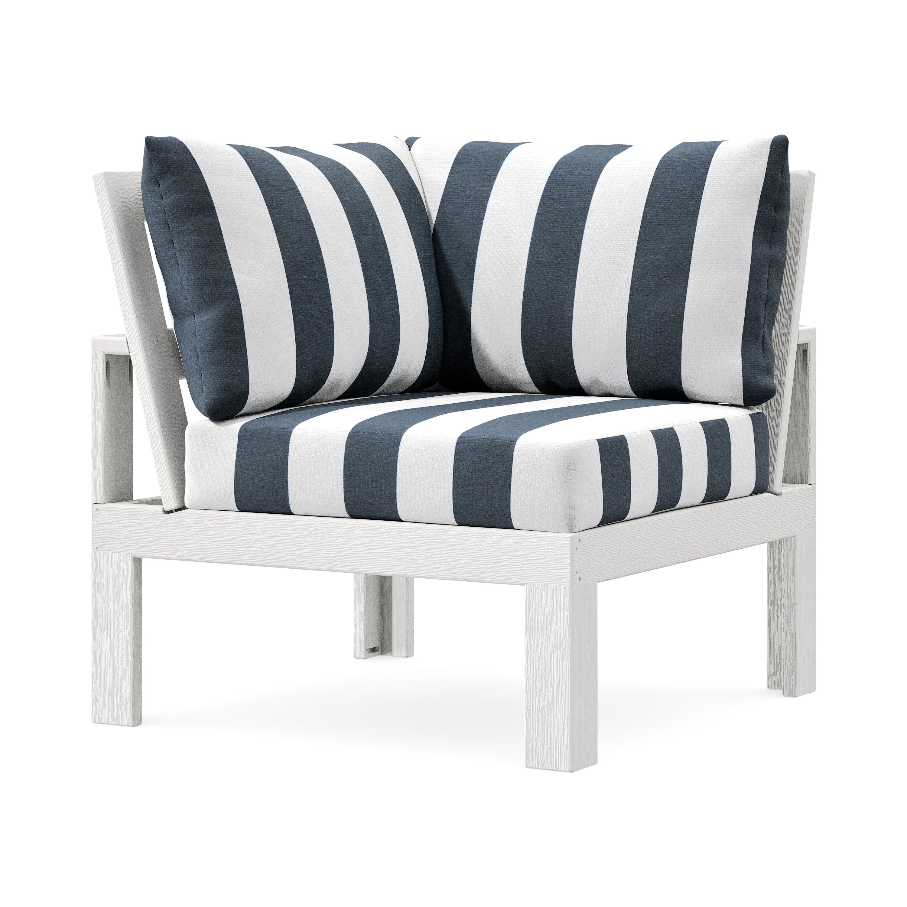 Modular Corner Chair in Vintage White / Cabana Stripe Marine Indigo