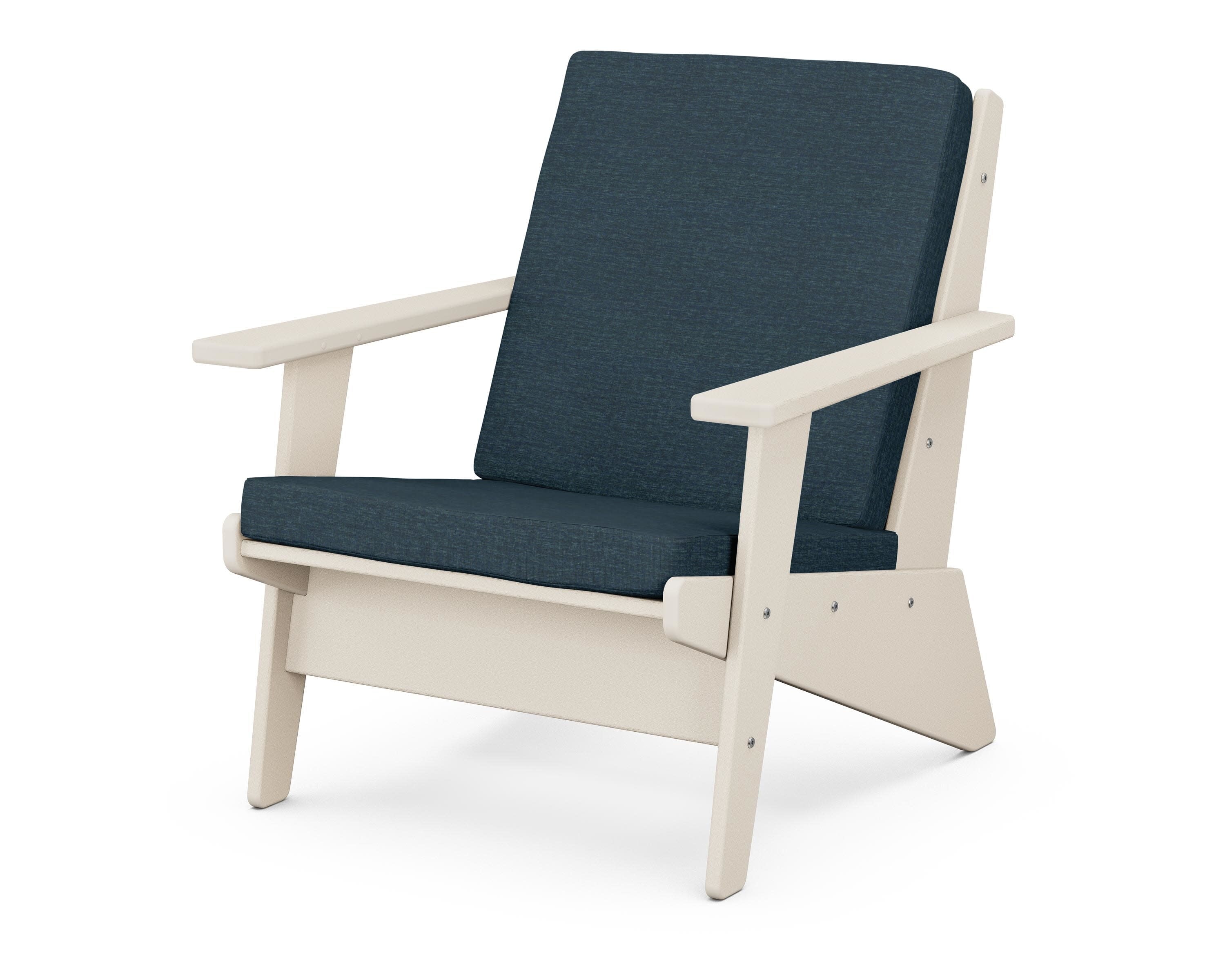 Riviera Modern Lounge Chair in Sand / Platform Indigo