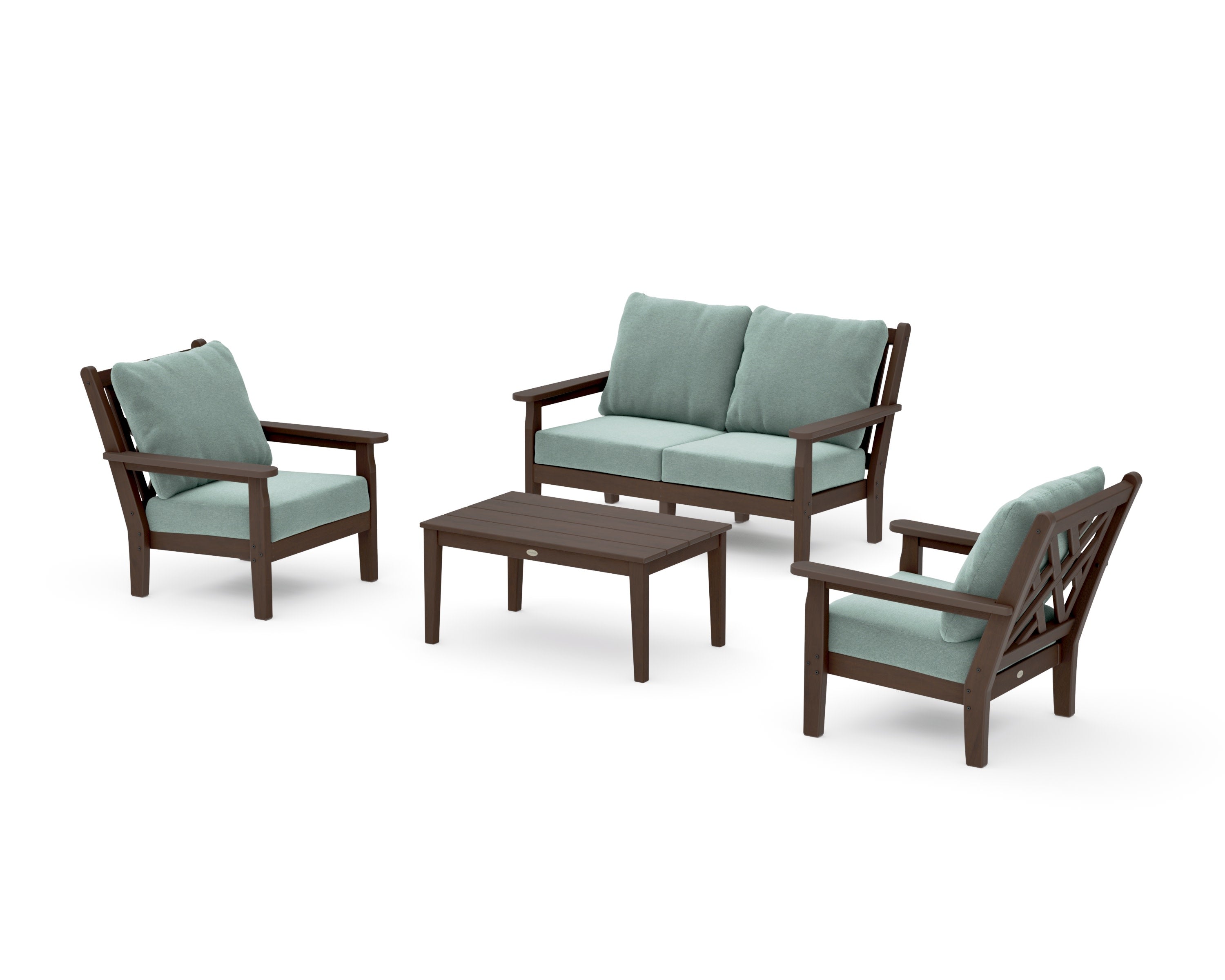 Chippendale 4-Piece Deep Seating Set with Loveseat in Kona / Glacier Spa