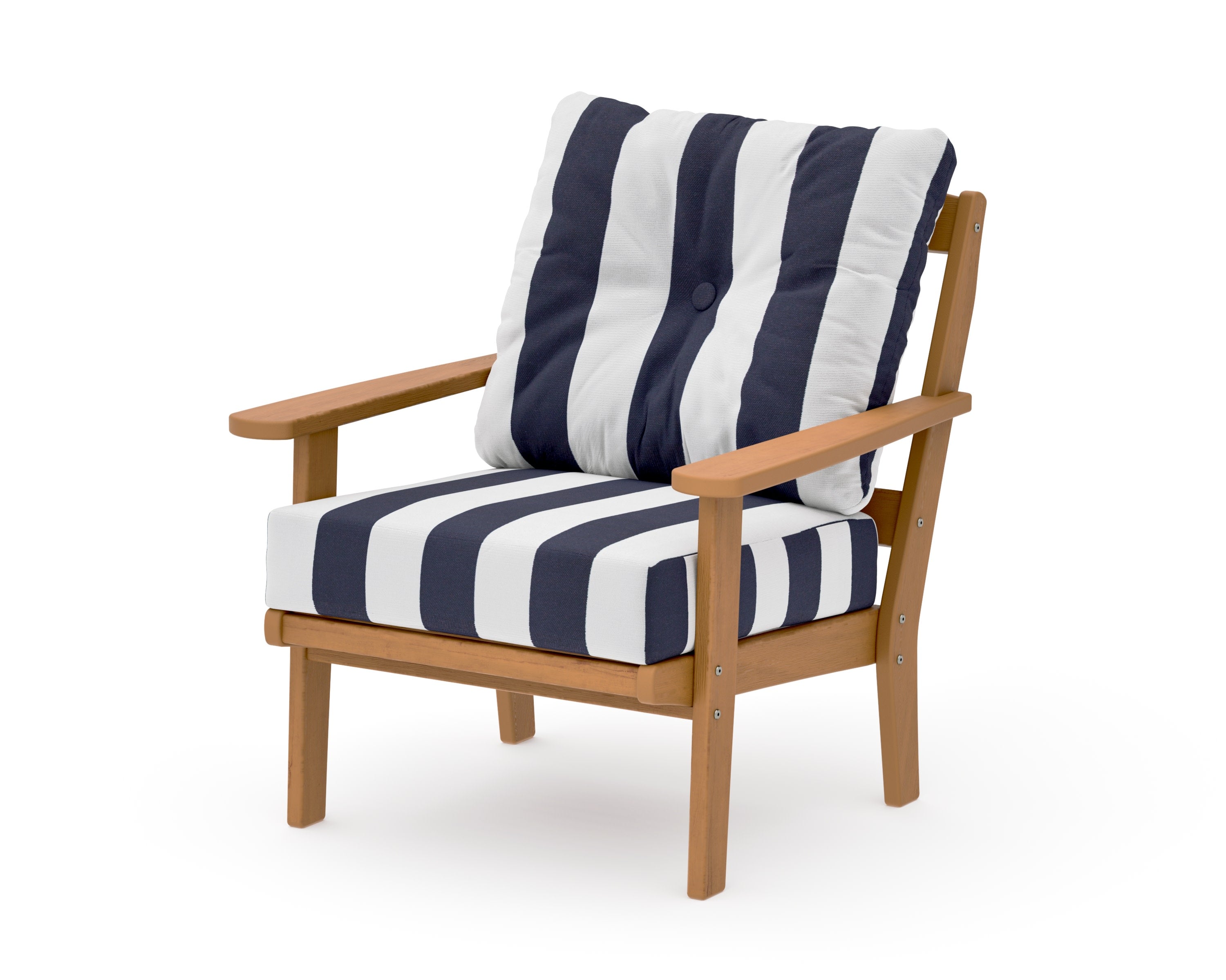 Mission Deep Seating Chair in Natural / Cabana Stripe Navy