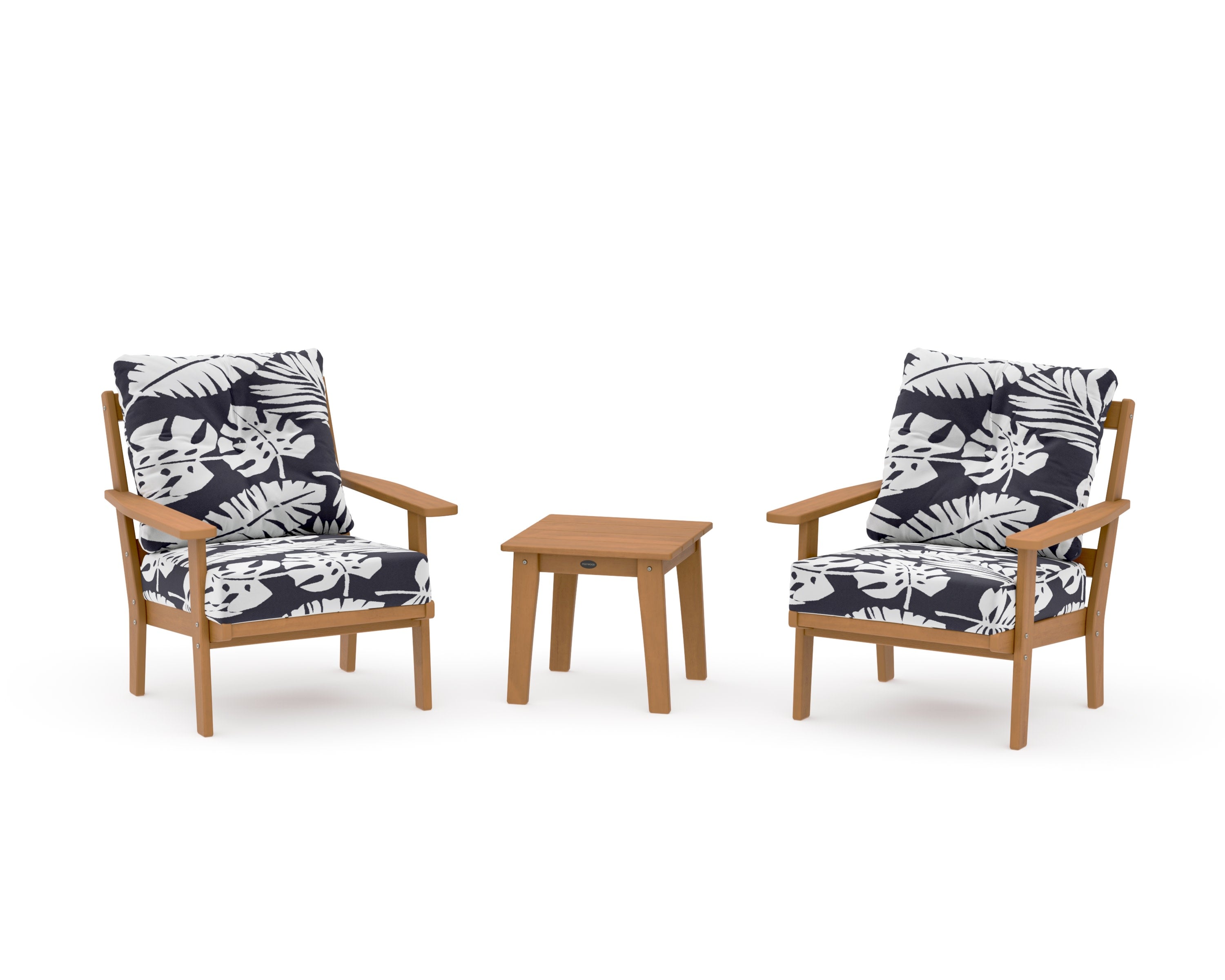 Oxford 3-Piece Deep Seating Set in Natural / Leaf Navy
