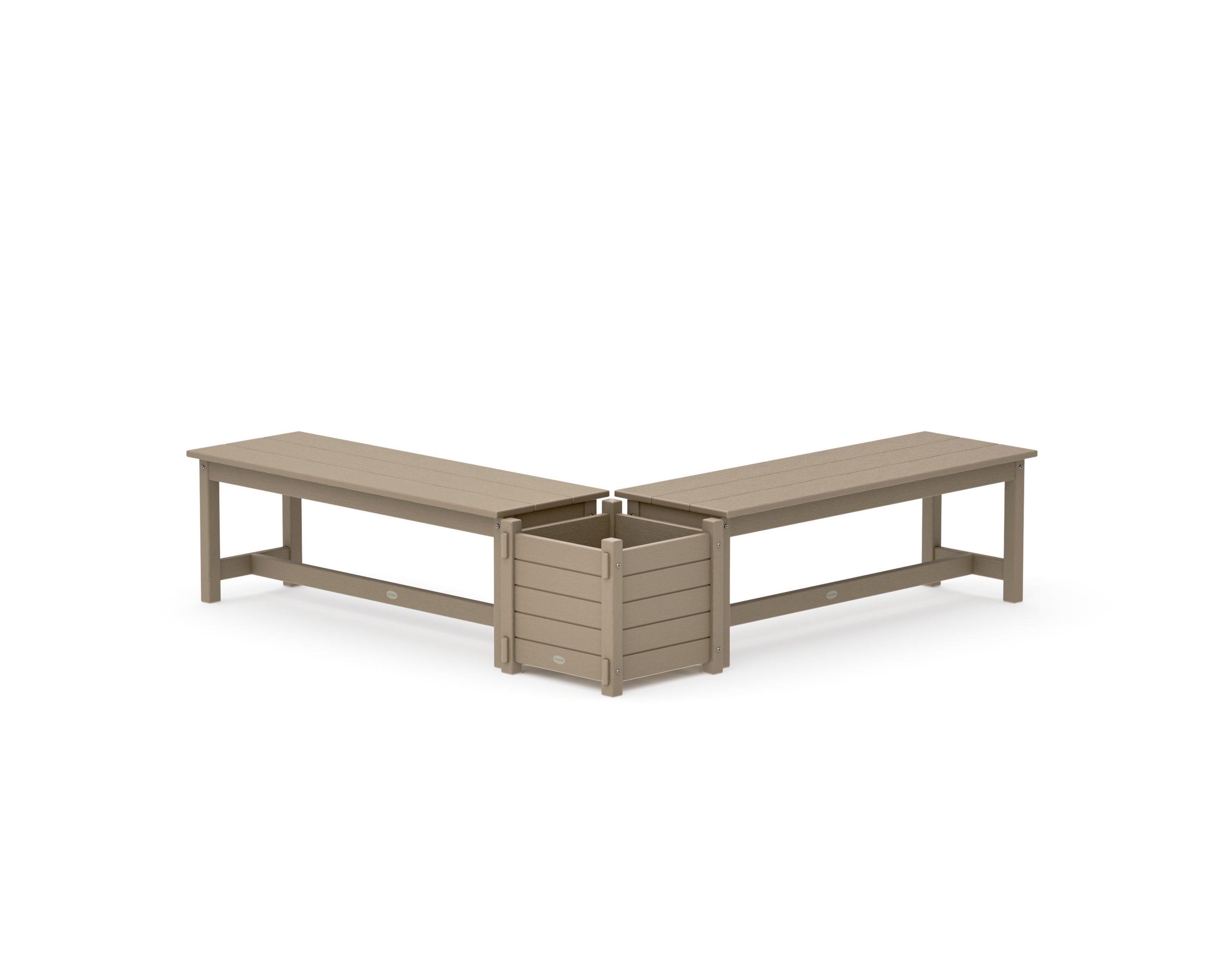 48" Nautical L- Shaped Planter Bench Set in Vintage Sahara