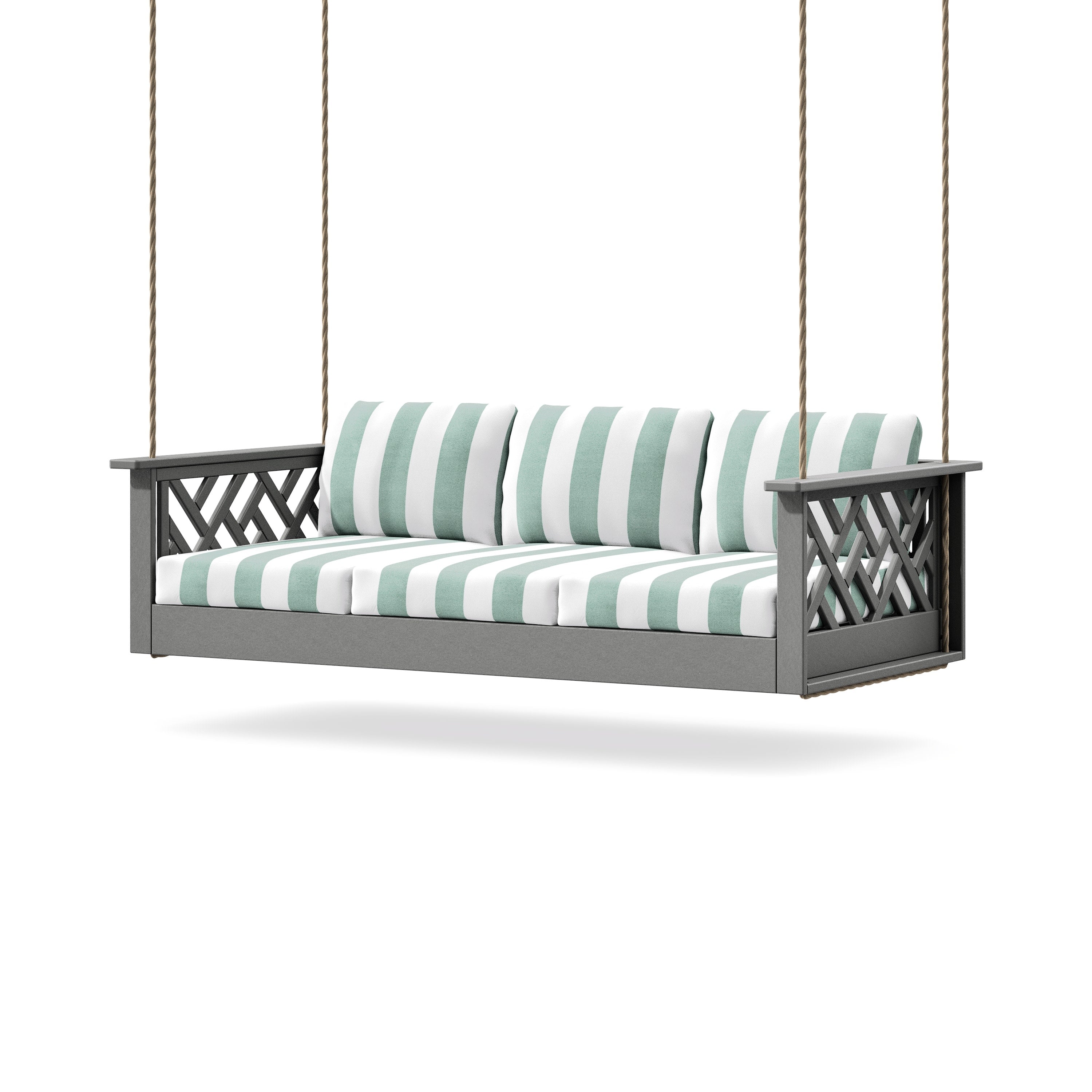 Chippendale Daybed Swing in Slate Grey / Cabana Stripe Glacier Spa