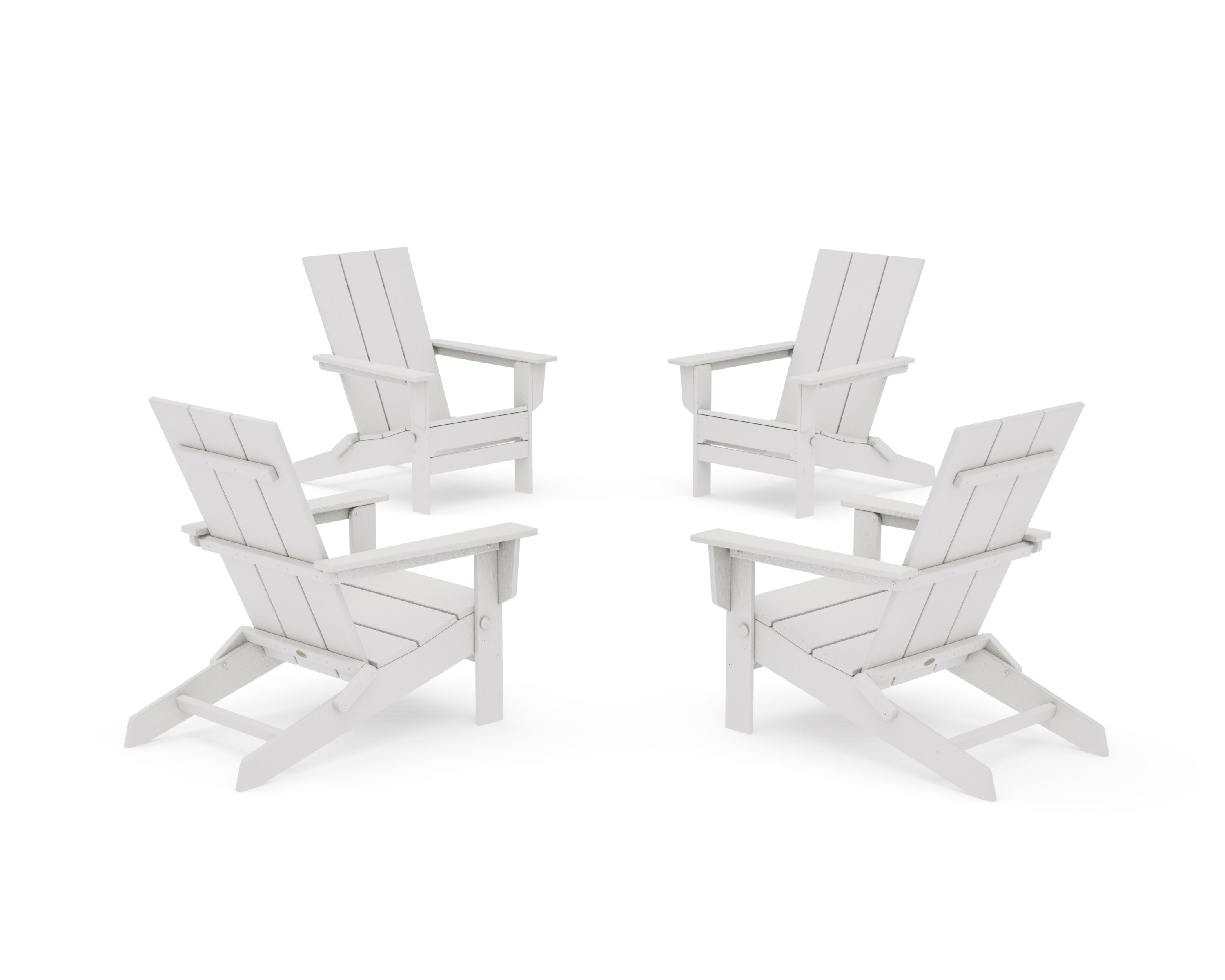 4-Piece Modern Studio Folding Adirondack Chair Conversation Set in Vintage White