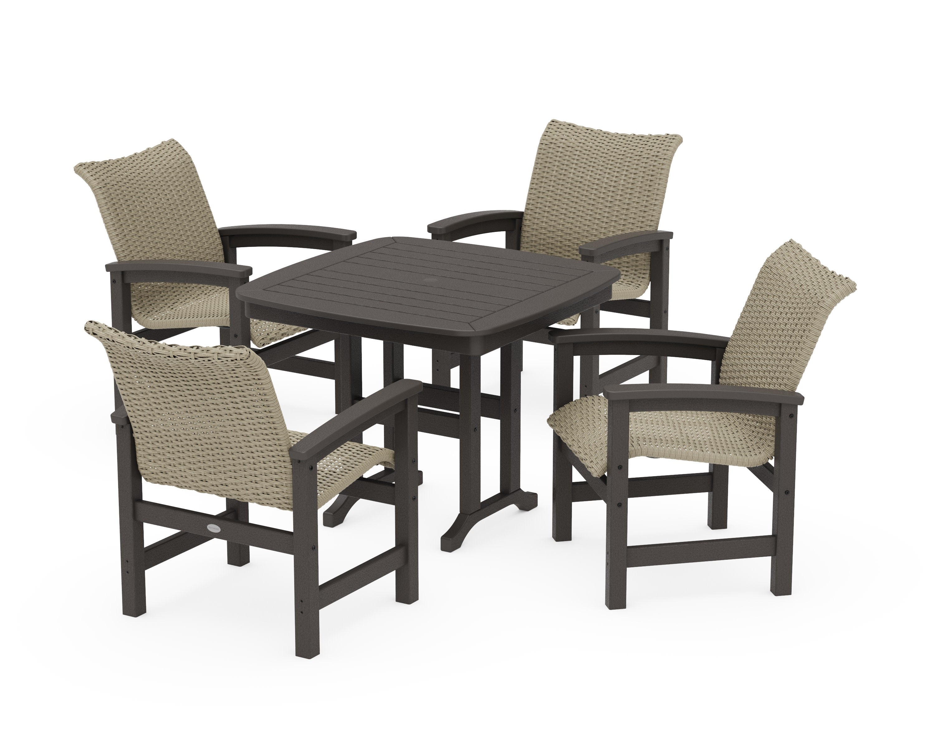 Coastal Woven 5-Piece Dining Set in Vintage Coffee / Dune Grass