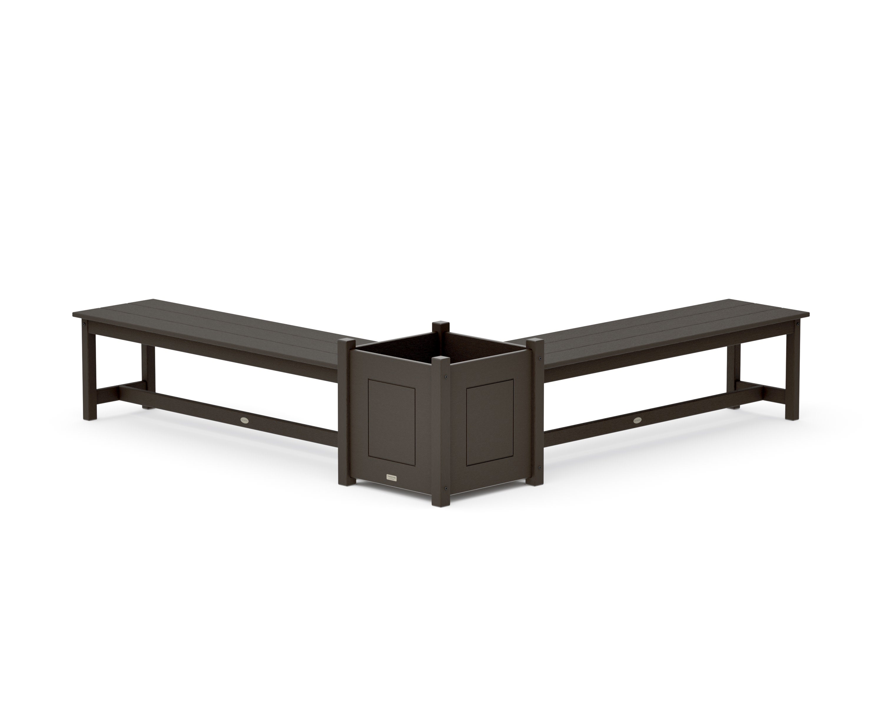 60" Country Living L- Shaped Planter Bench Set- Large in Vintage Coffee