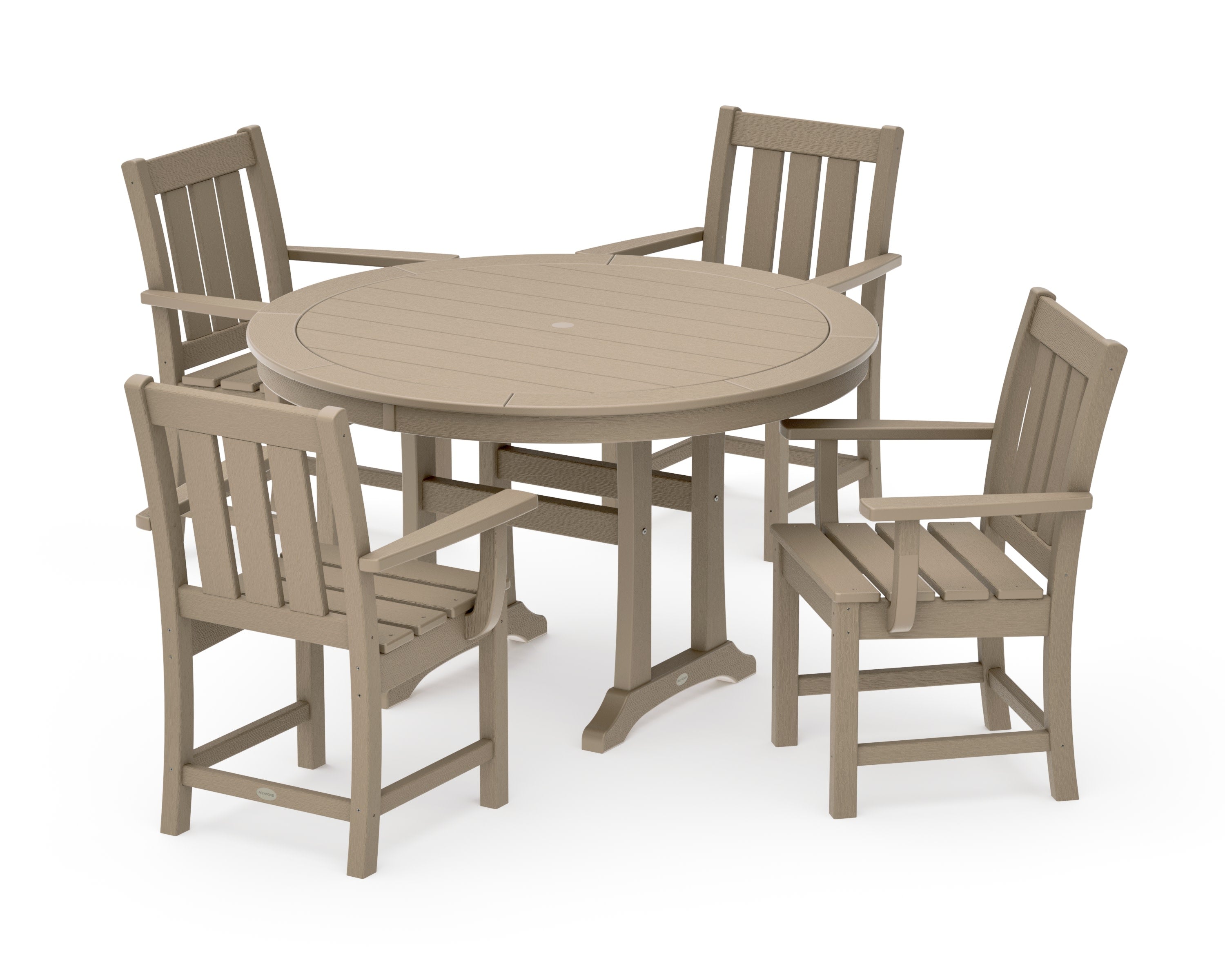 Oxford 5-Piece Round Dining Set with Trestle Legs in Vintage Sahara