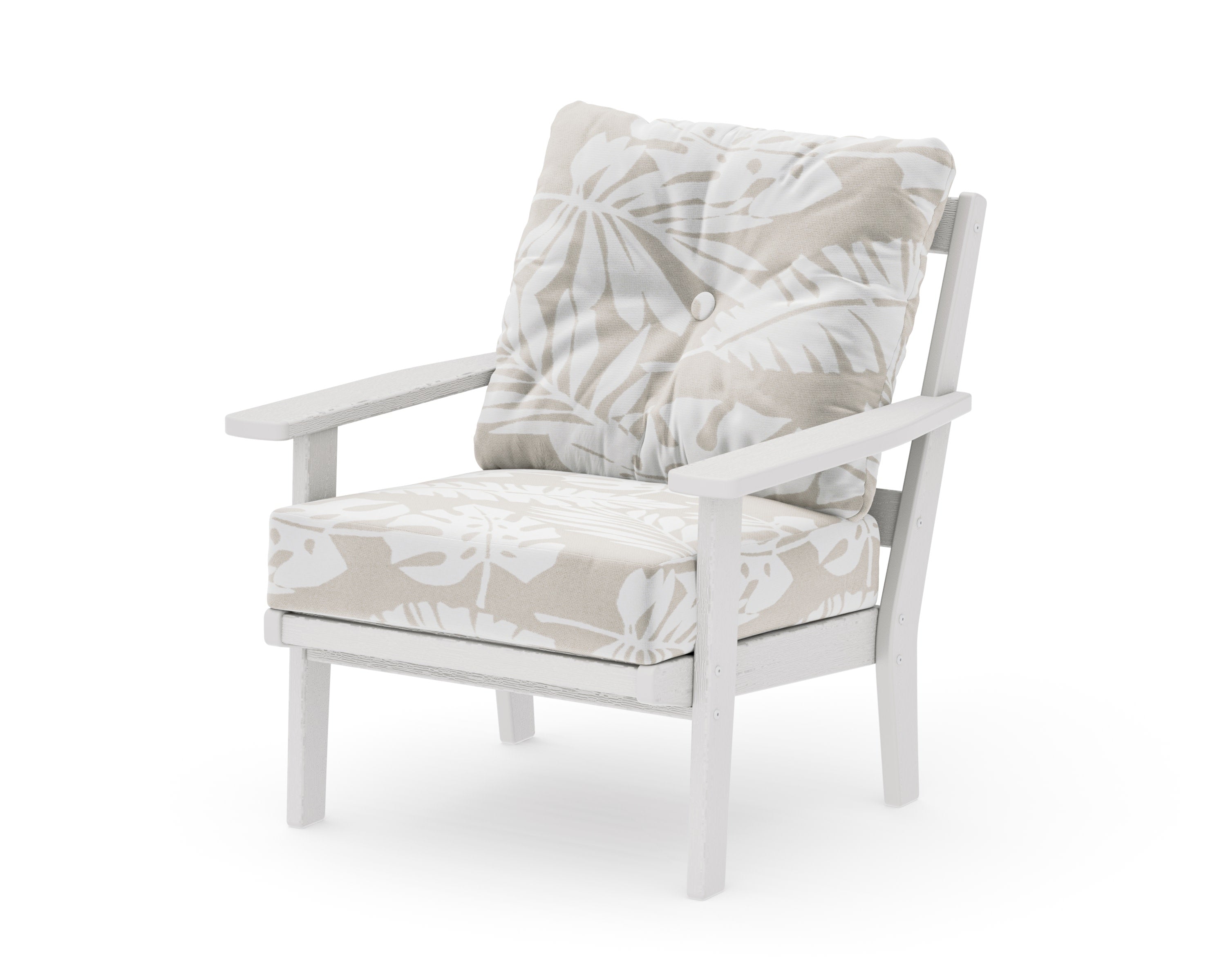 Prairie Deep Seating Chair in Vintage White / Leaf Dune Burlap