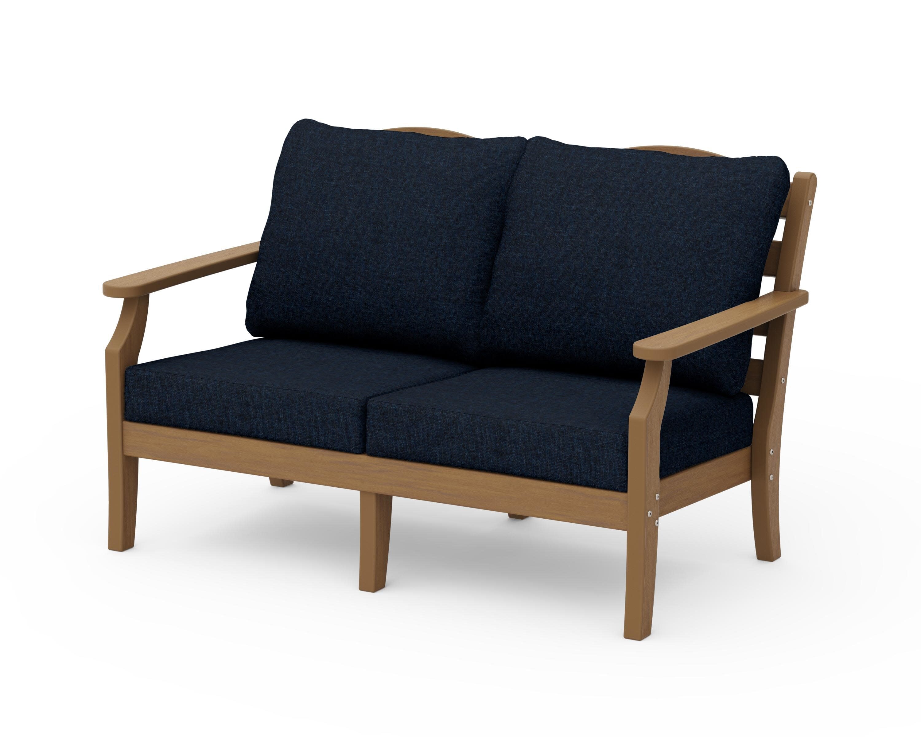 Savannah Deep Seating Loveseat in Natural / Marine Indigo