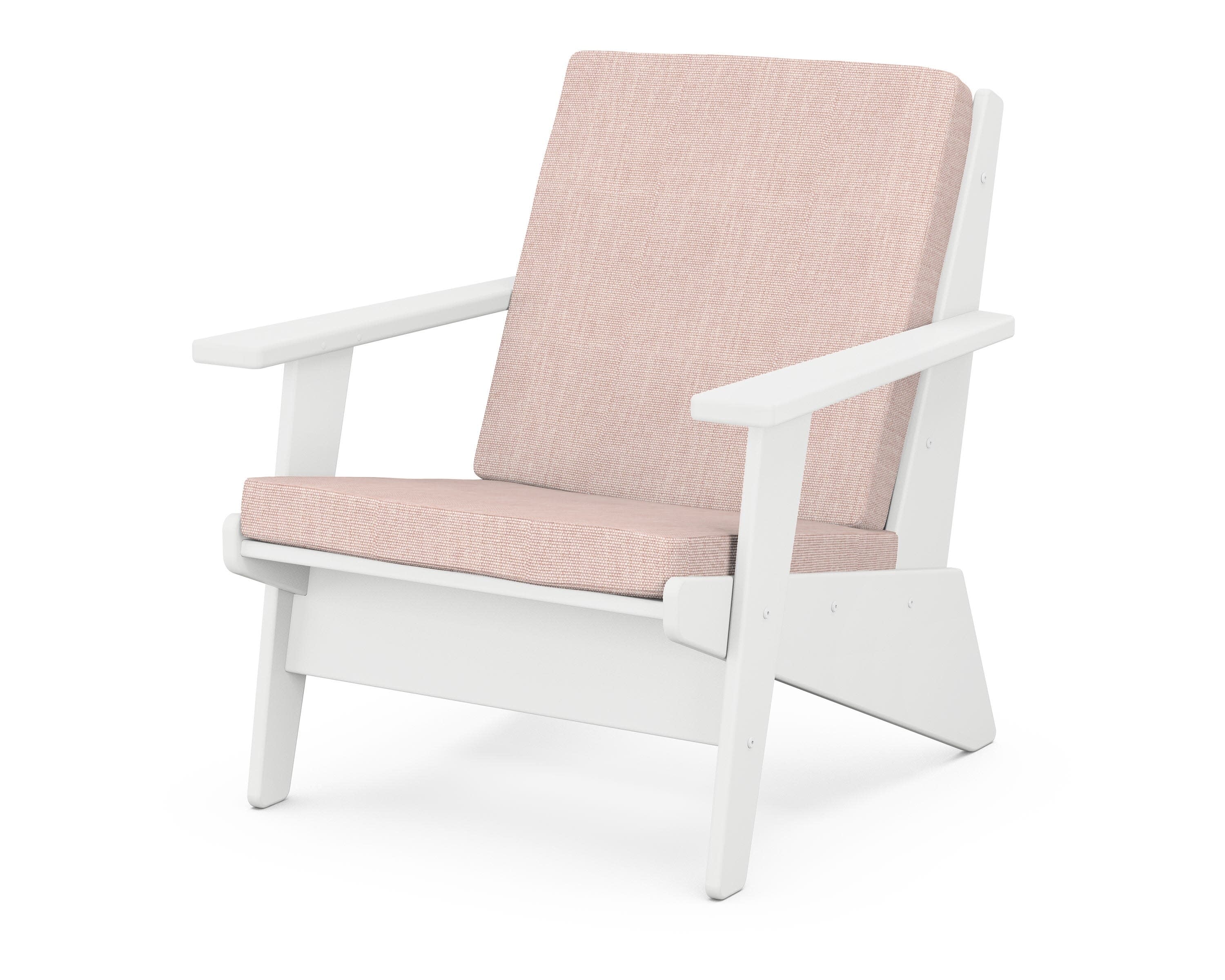 Riviera Modern Lounge Chair in White / Play Cameo
