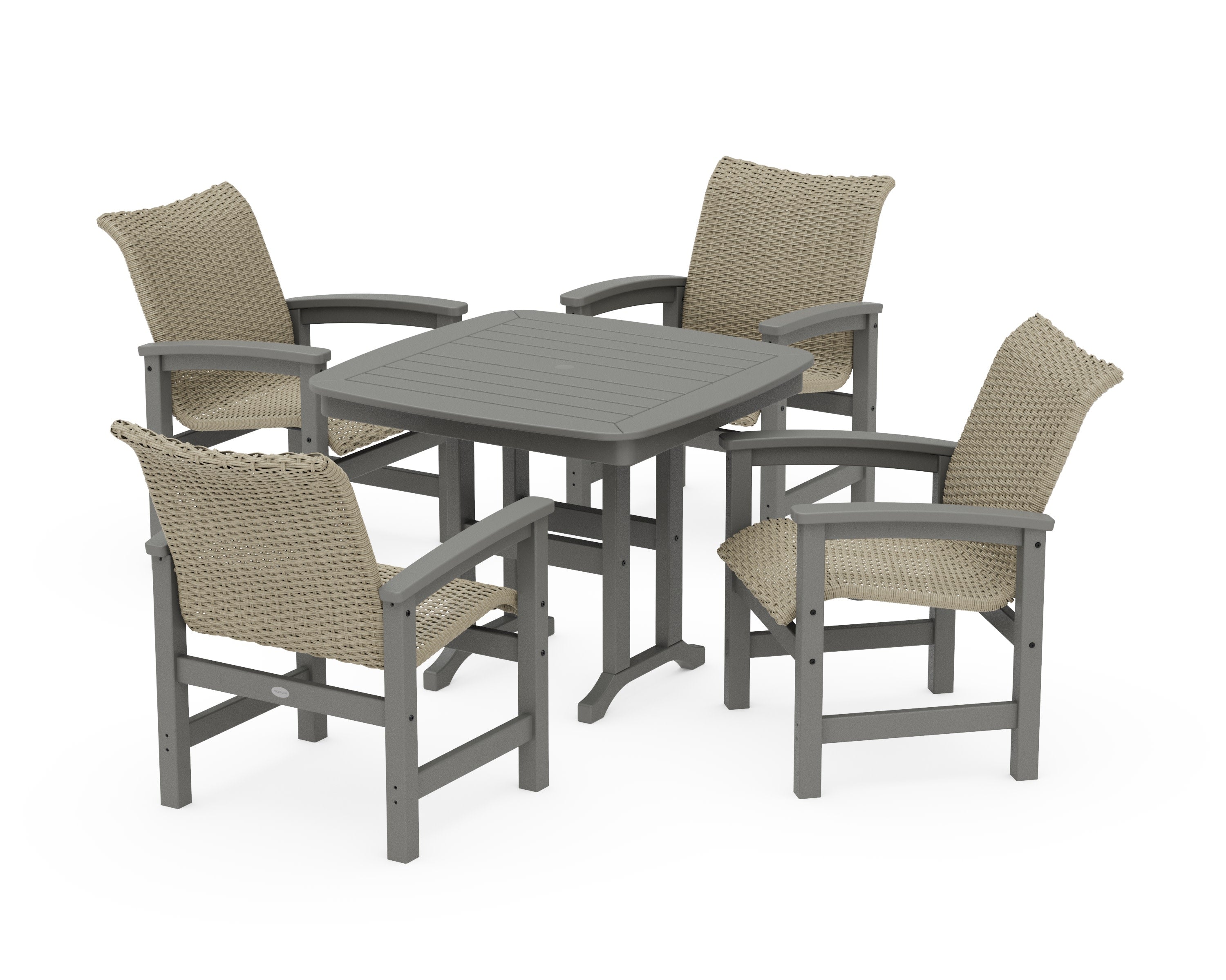 Coastal Woven 5-Piece Dining Set in Slate Grey / Dune Grass