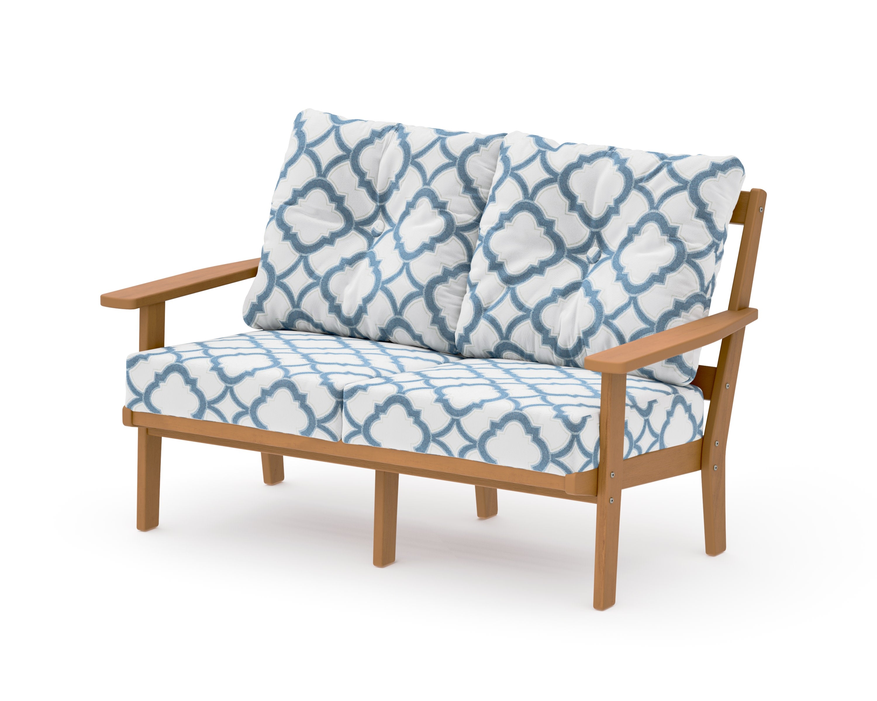 Oxford Deep SeatingLoveseat in Natural / Trellis Sky Blue