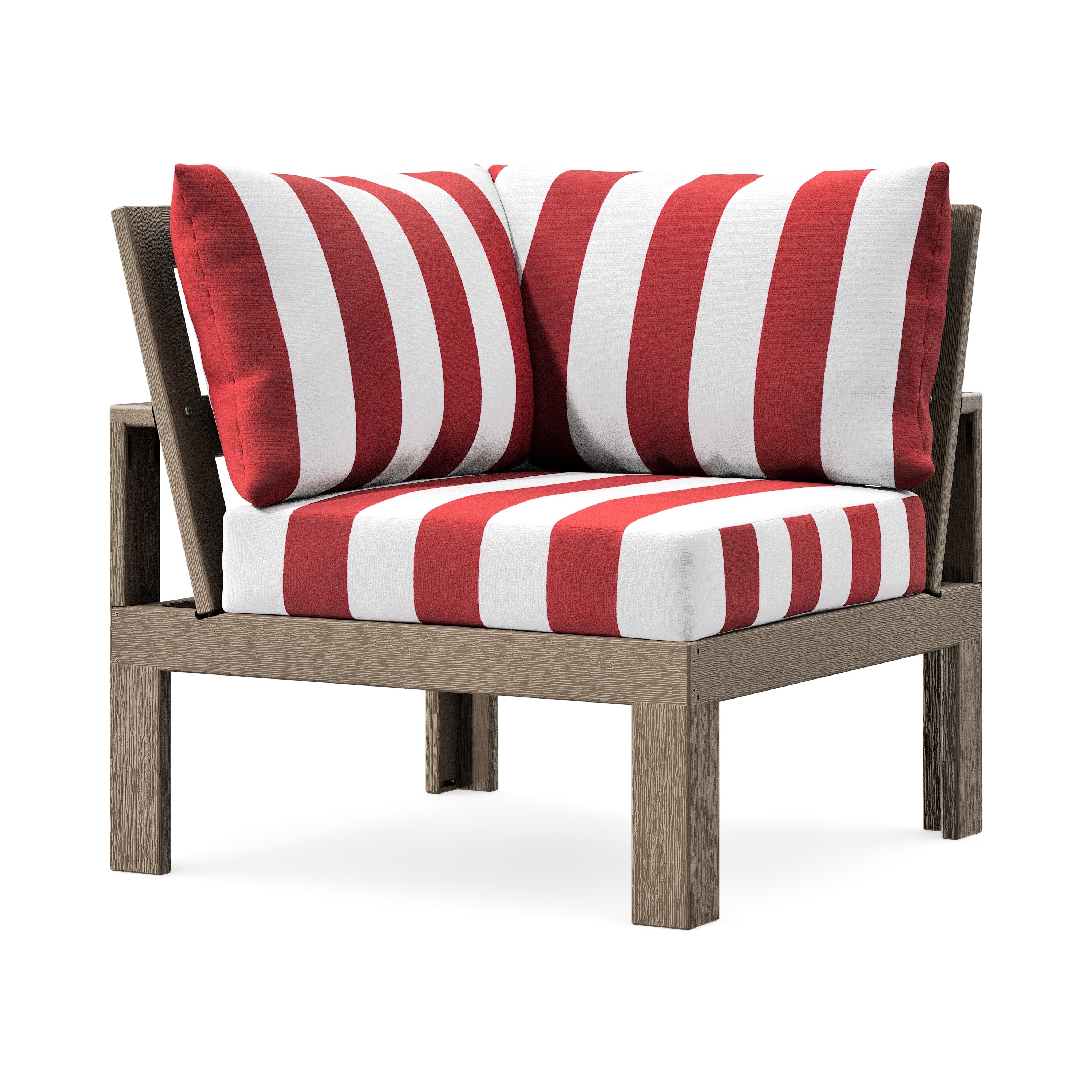 Modular Corner Chair in Vintage Sahara / Cabana Stripe Crimson