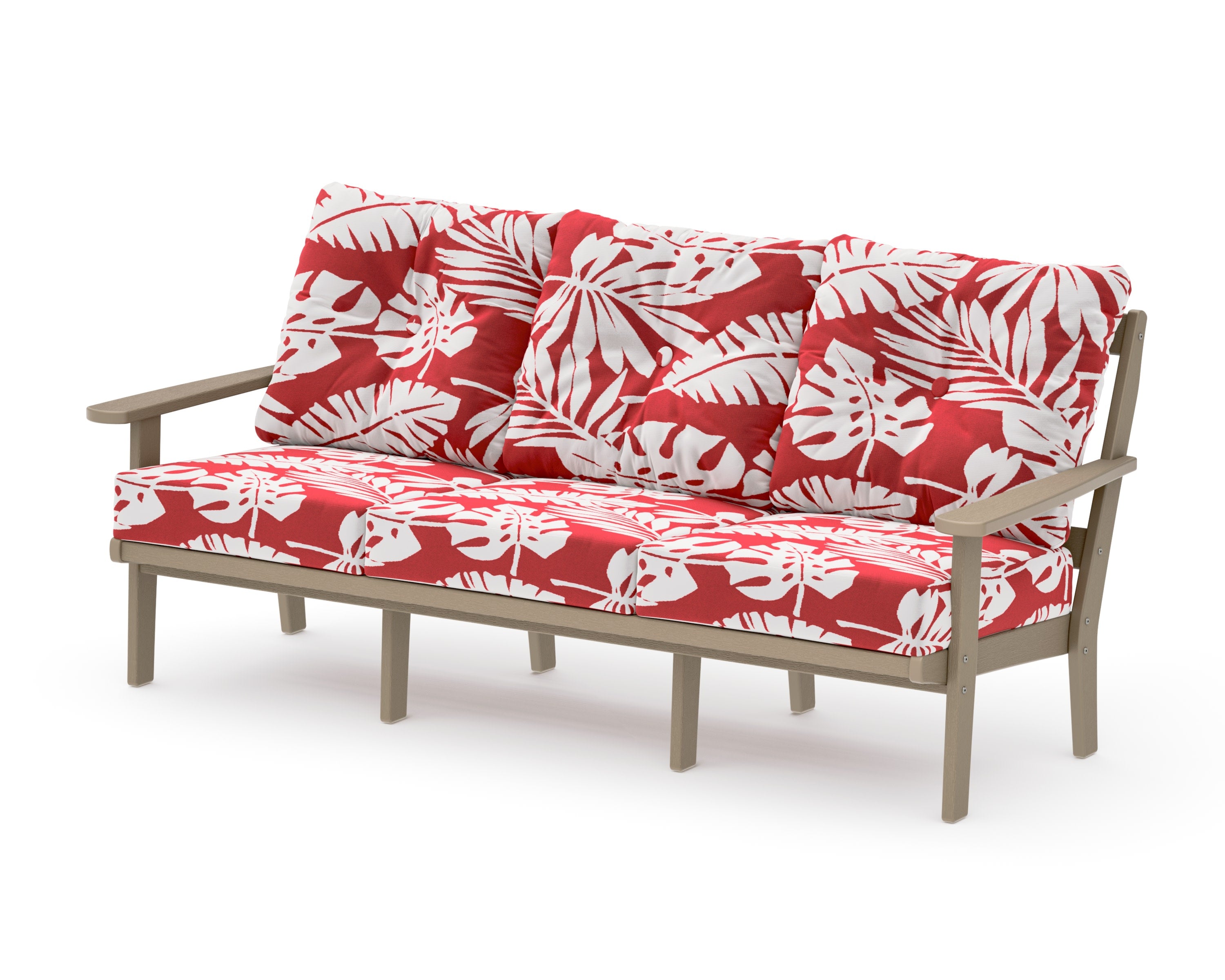 Mission Deep Seating Sofa in Vintage Sahara / Leaf Crimson
