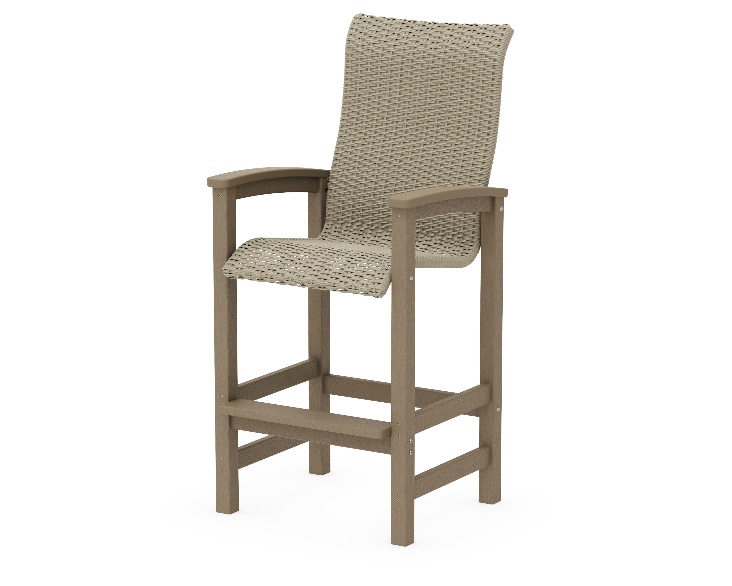 Coastal Woven High-Back Bar Chair in Vintage Sahara / Dune Grass