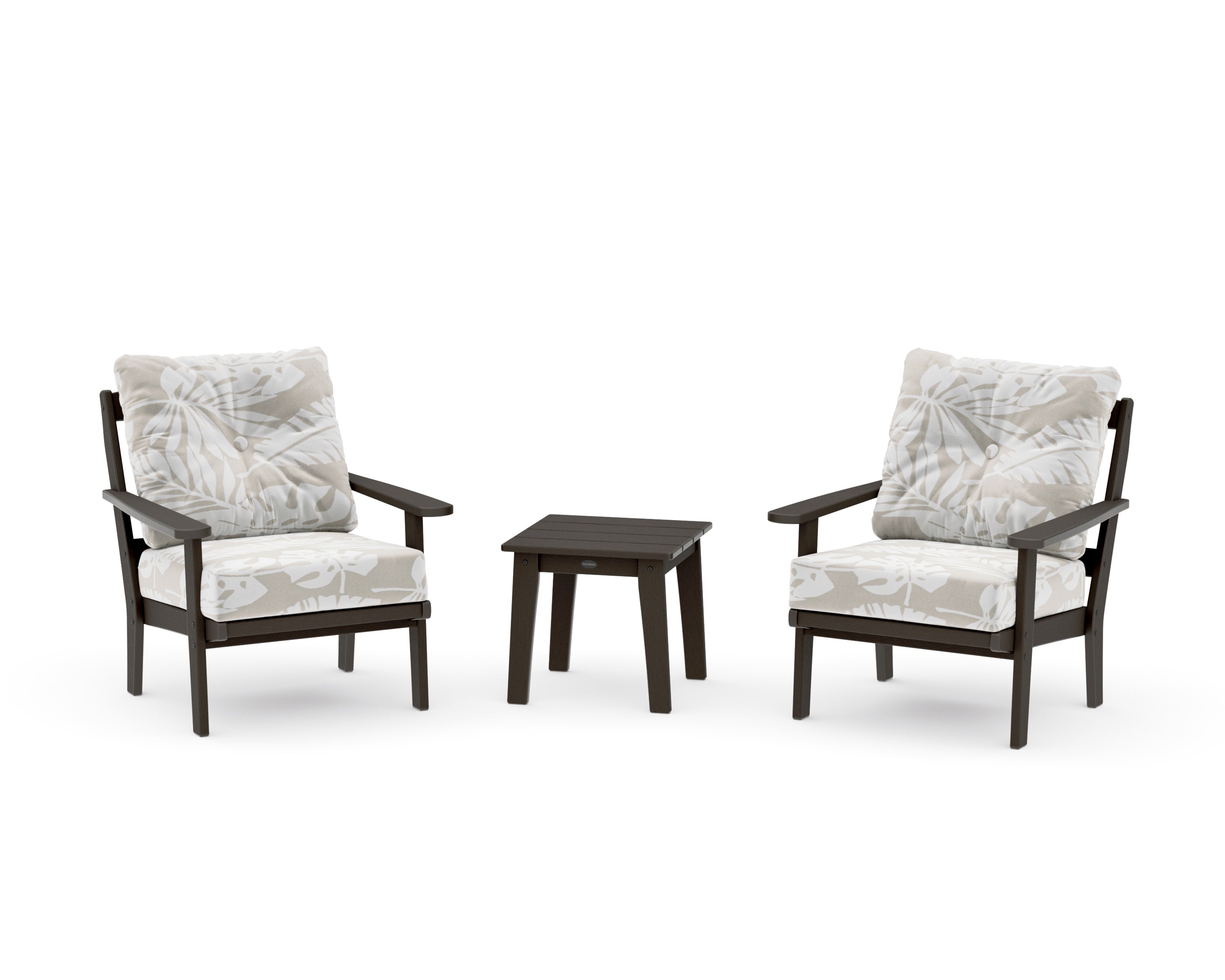 Mission 3-Piece Deep Seating Set in Vintage Coffee / Leaf Dune Burlap